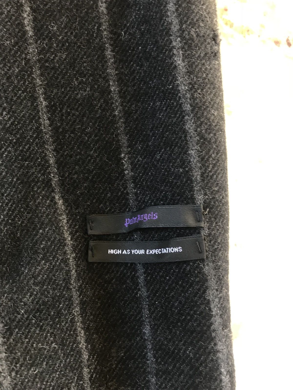 Palm Angels Light Distressed All Over Stripe Wool Black Coat Size US M / EU 48-50 / 2 - 19 Thumbnail