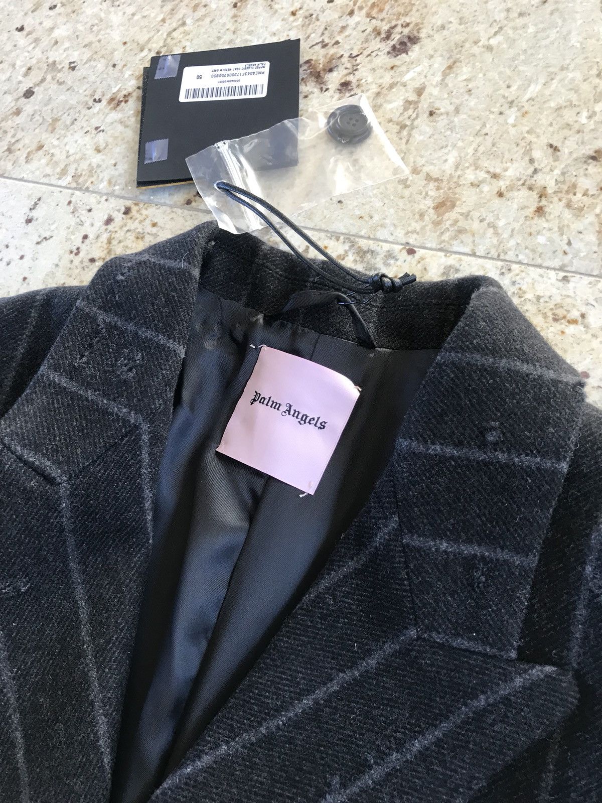 Palm Angels Light Distressed All Over Stripe Wool Black Coat Size US M / EU 48-50 / 2 - 15 Thumbnail