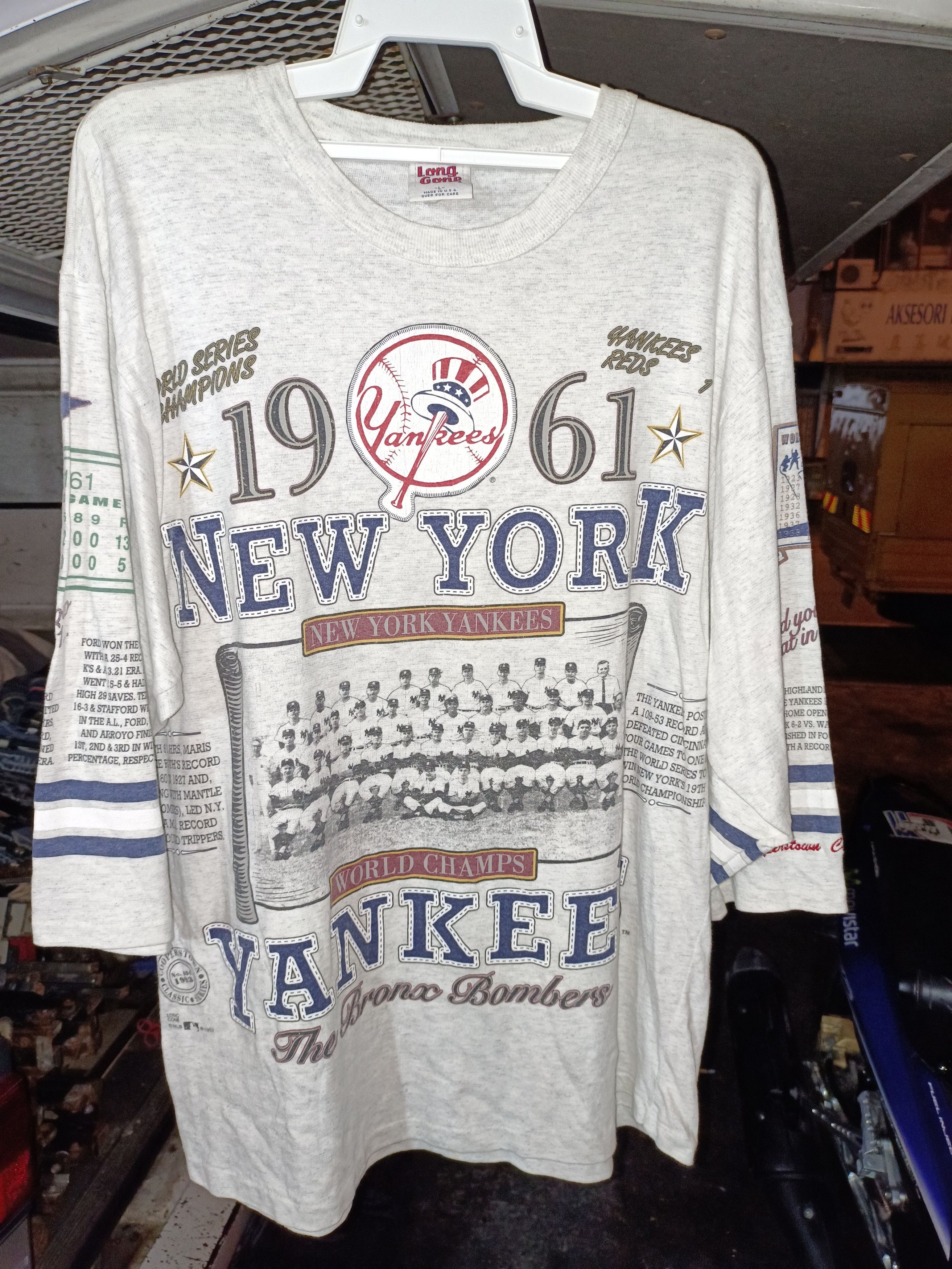 image of Vintage New York Yankees 1993 World Series Full Print Tee in White, Men's (Size Large)