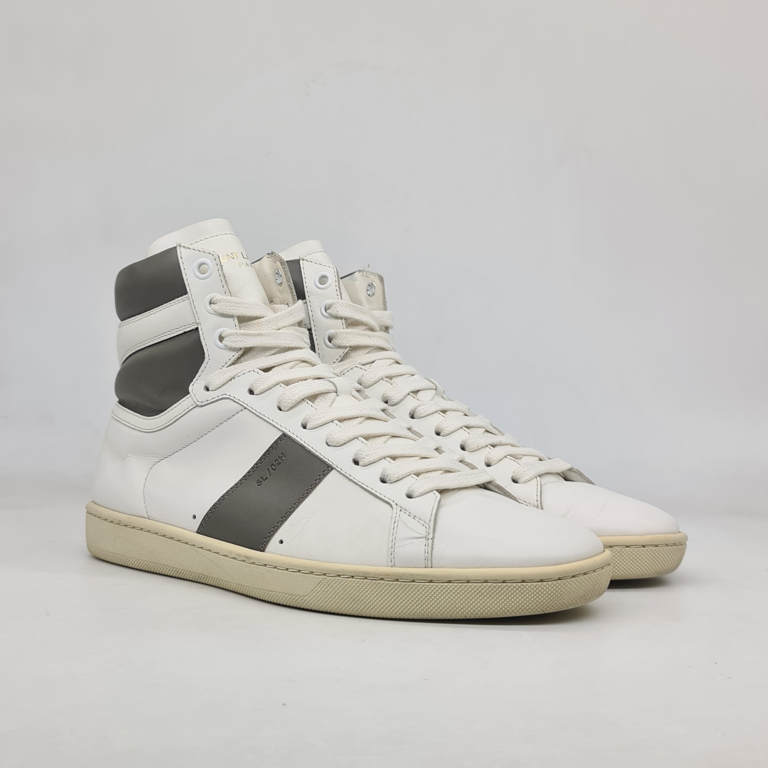 Hedi Slimane × Saint Laurent Paris Saint Laurent - 2013 SL/02H White Gray High Top Sneakers Size US 7 / EU 40 - 1 Thumbnail