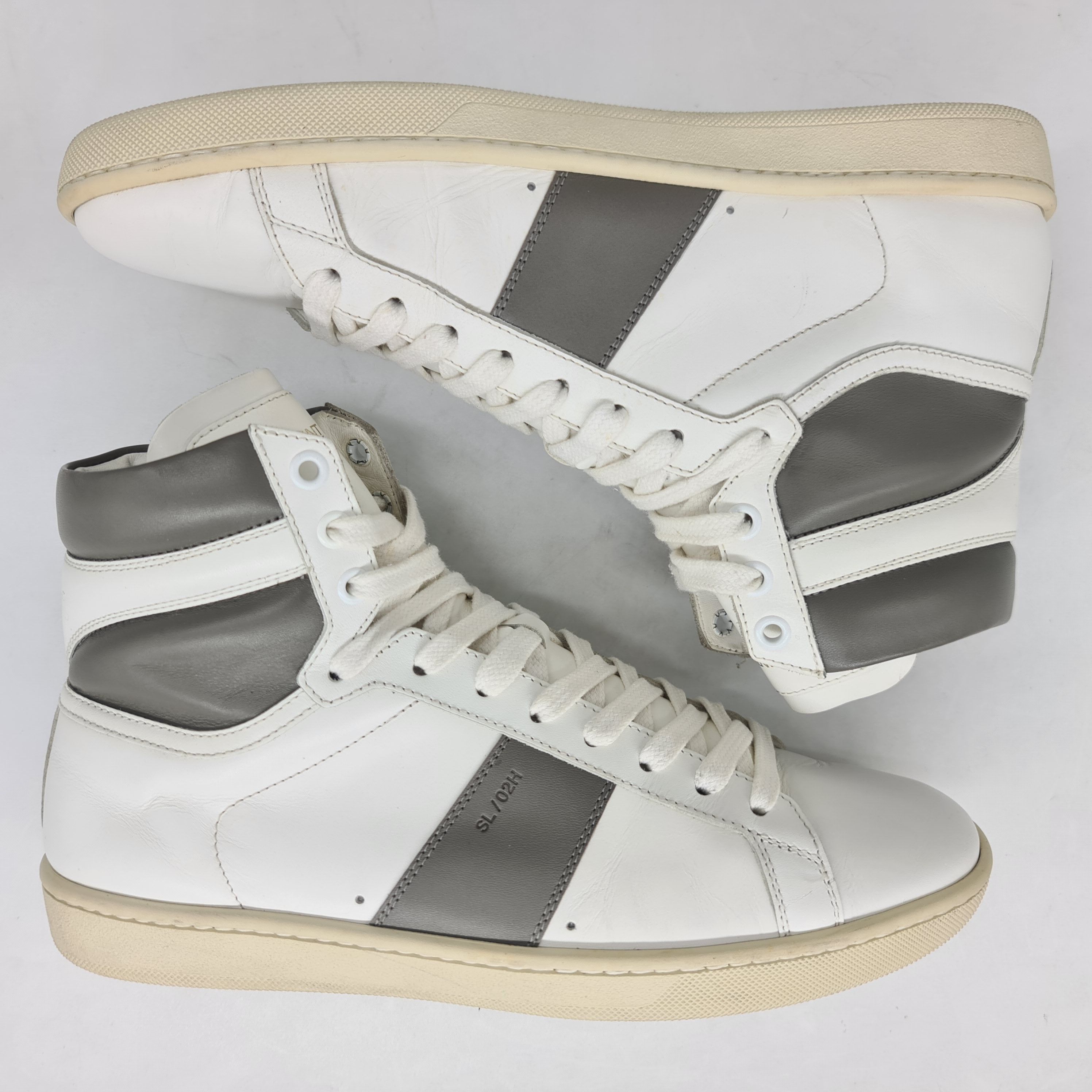 Hedi Slimane × Saint Laurent Paris Saint Laurent - 2013 SL/02H White Gray High Top Sneakers Size US 7 / EU 40 - 4 Thumbnail