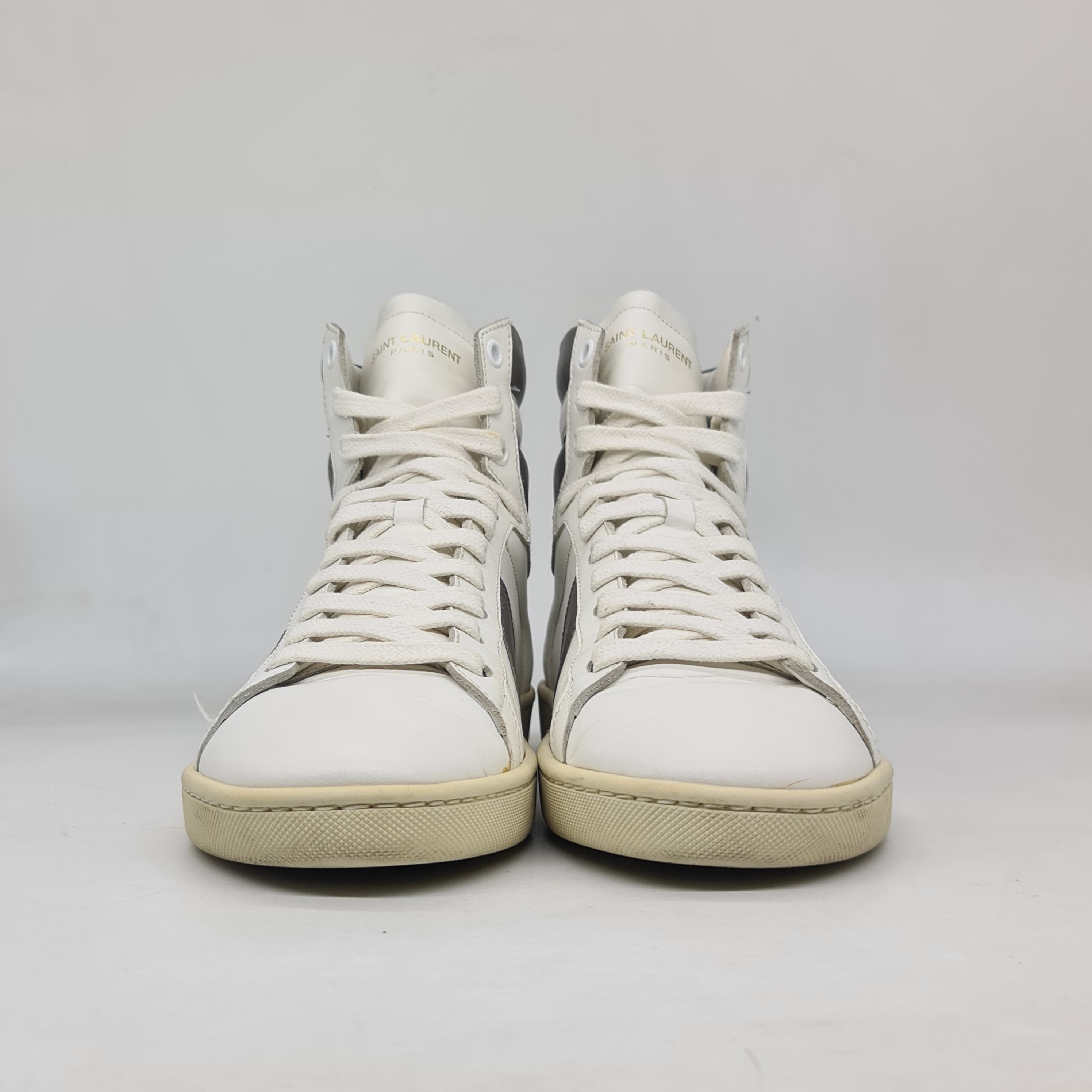 Hedi Slimane × Saint Laurent Paris Saint Laurent - 2013 SL/02H White Gray High Top Sneakers Size US 7 / EU 40 - 2 Thumbnail