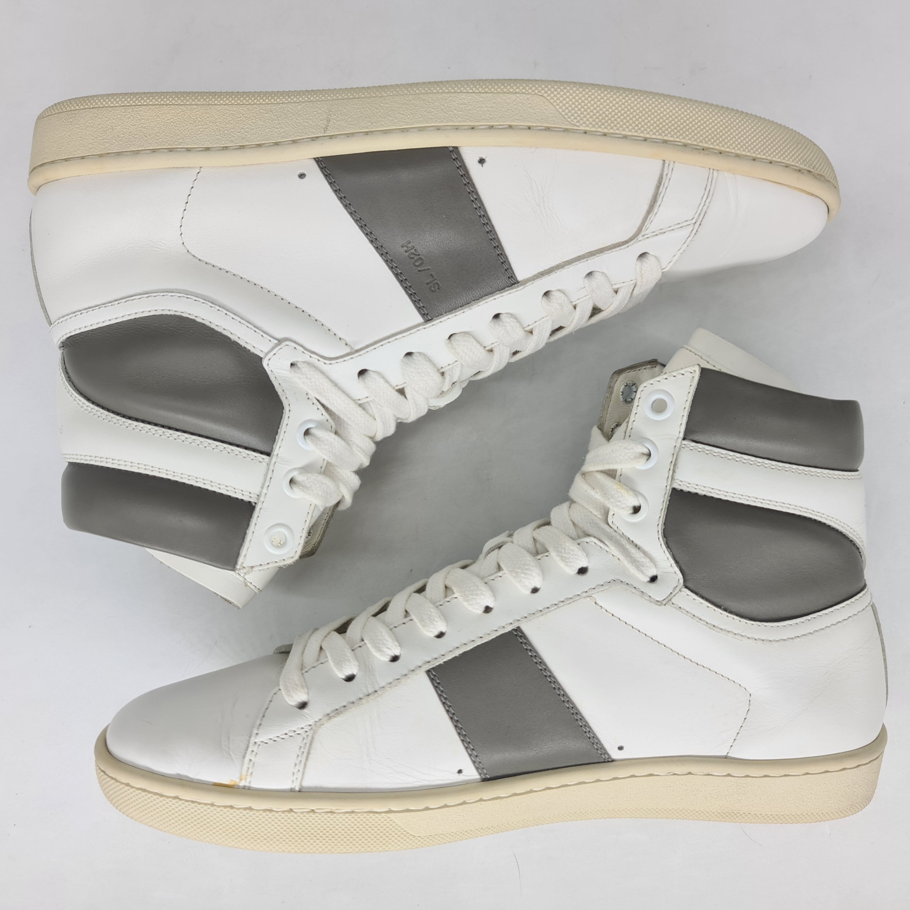 Hedi Slimane × Saint Laurent Paris Saint Laurent - 2013 SL/02H White Gray High Top Sneakers Size US 7 / EU 40 - 5 Thumbnail