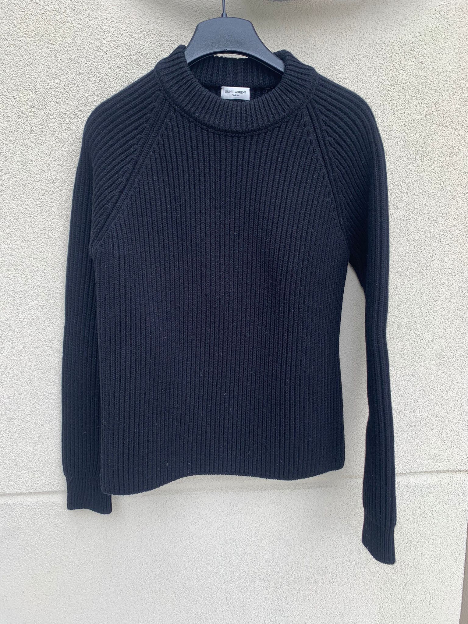 Saint Laurent Paris o1rshd1 Ribbed Cable Knit Sweater in Black Size US S / EU 44-46 / 1 - 1 Thumbnail