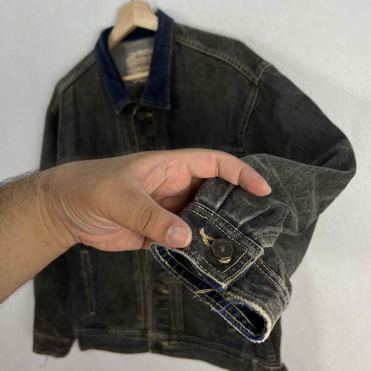 Japanese Brand VINTAGE GENUINE CANGARCON DENIM JACKET BIKER WEAR Size US L / EU 52-54 / 3 - 7 Thumbnail