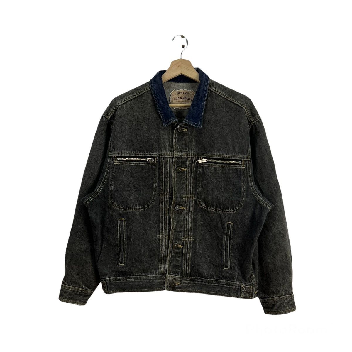 Japanese Brand VINTAGE GENUINE CANGARCON DENIM JACKET BIKER WEAR Size US L / EU 52-54 / 3 - 1 Thumbnail