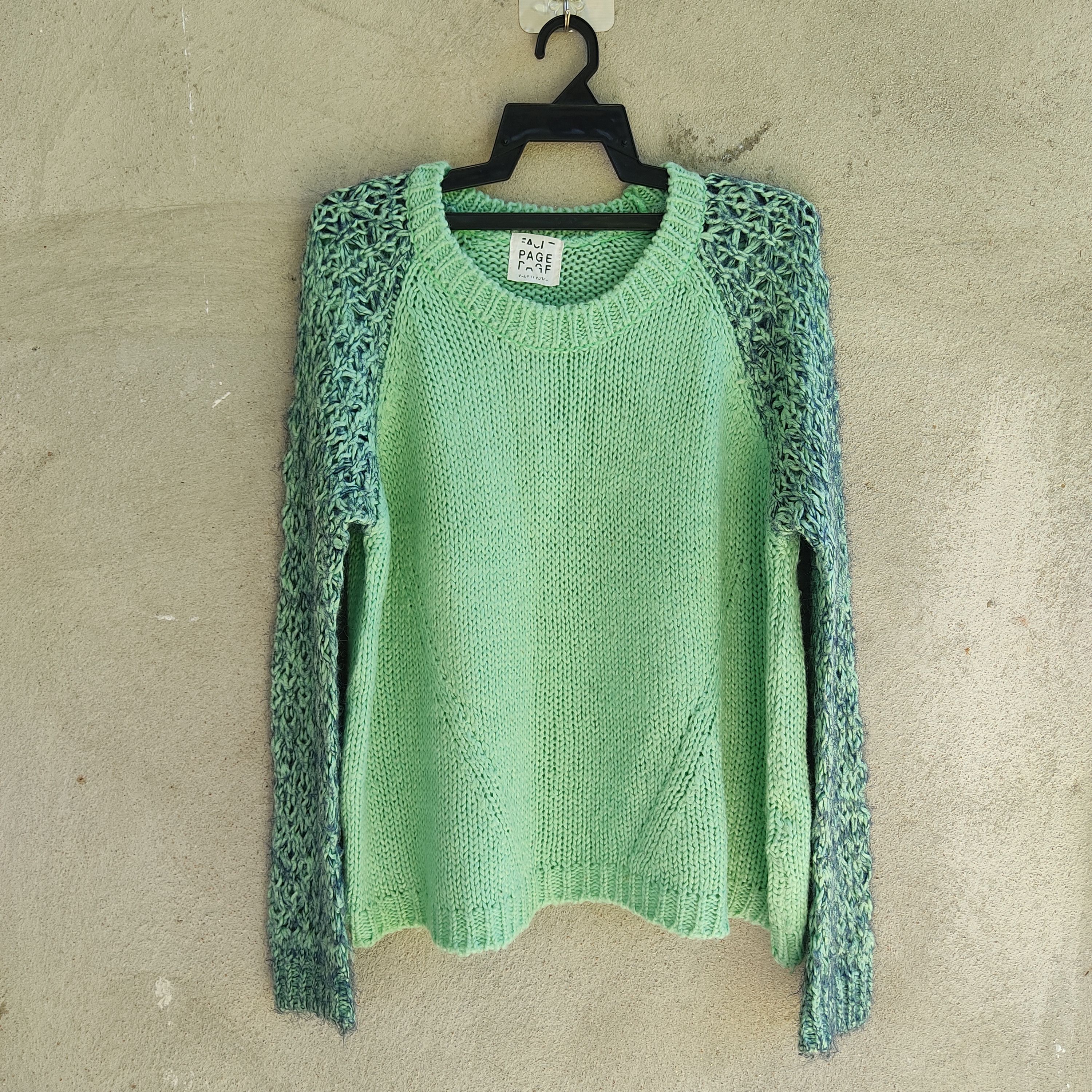 Designer Two Color Green Knit Sweater Jumper Size US L / EU 52-54 / 3 - 1 Thumbnail