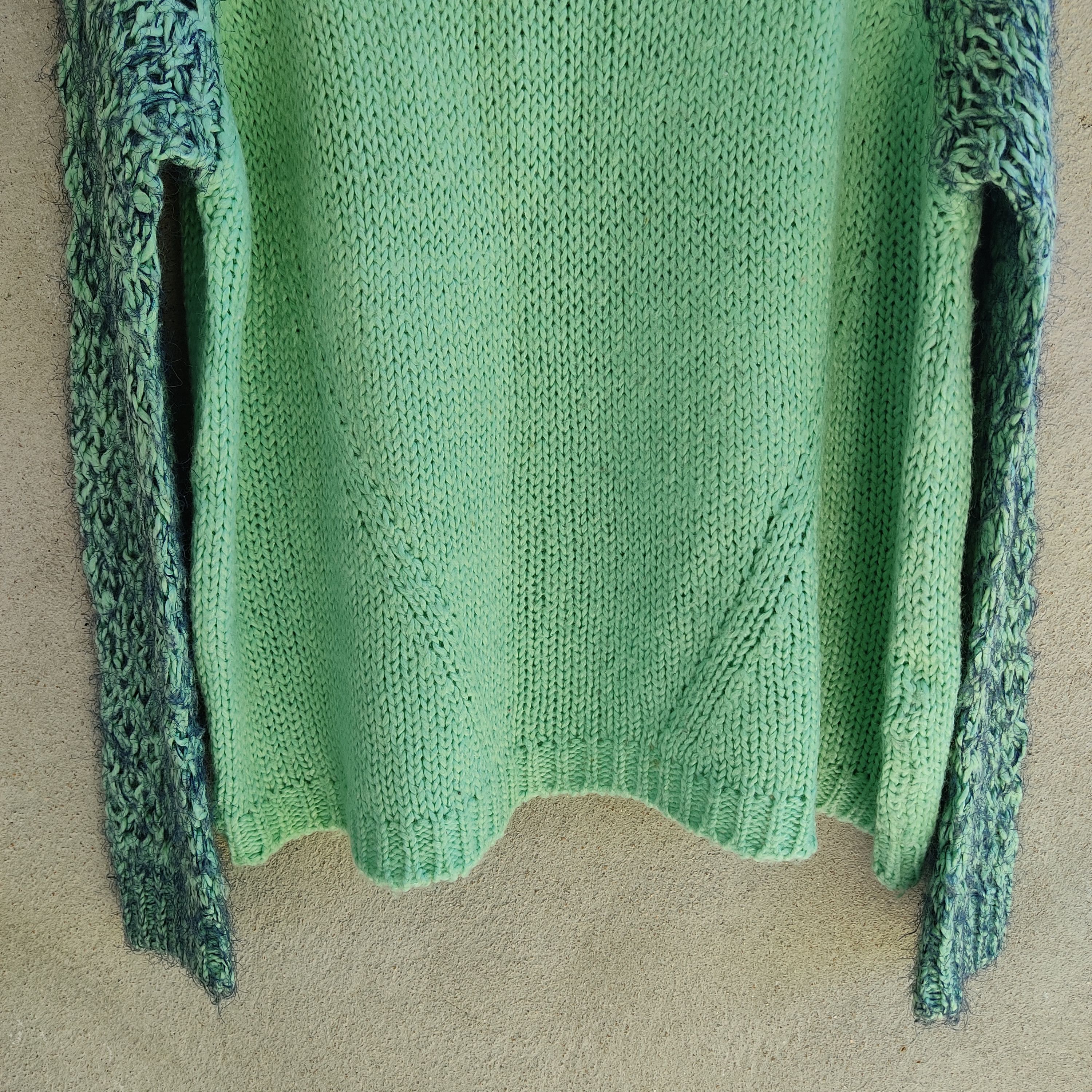 Designer Two Color Green Knit Sweater Jumper Size US L / EU 52-54 / 3 - 3 Thumbnail