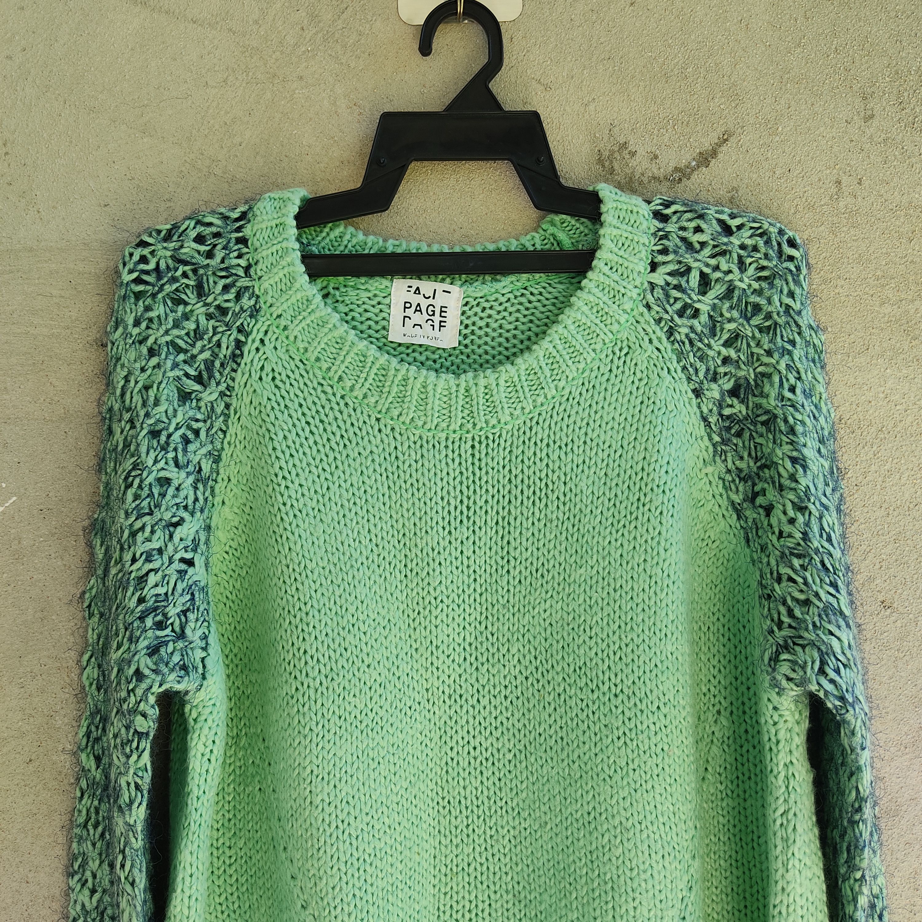 Designer Two Color Green Knit Sweater Jumper Size US L / EU 52-54 / 3 - 2 Thumbnail