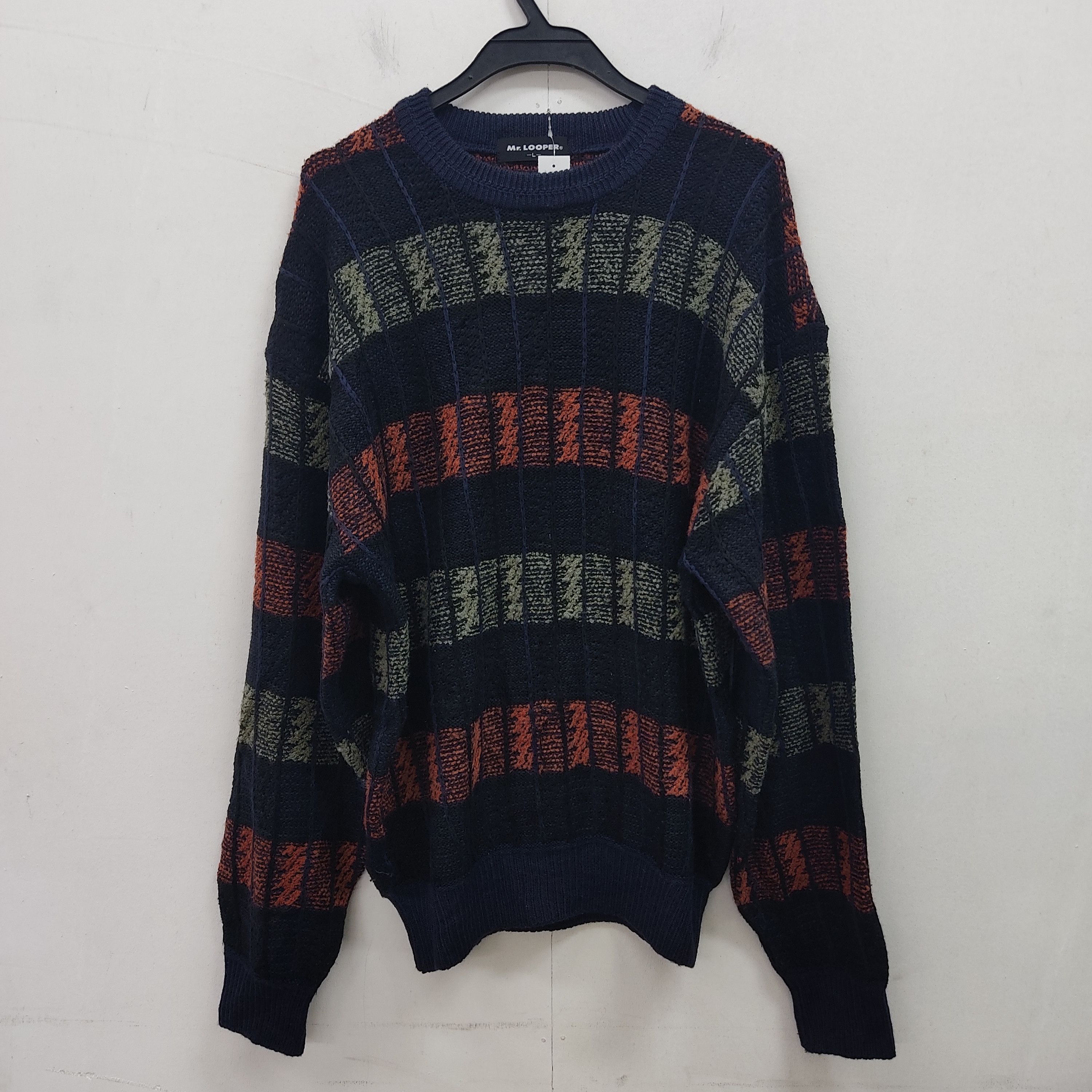 Japanese Brand Mr Looper Checked Stripe Knitwear Jumper Size US L / EU 52-54 / 3 - 1 Thumbnail