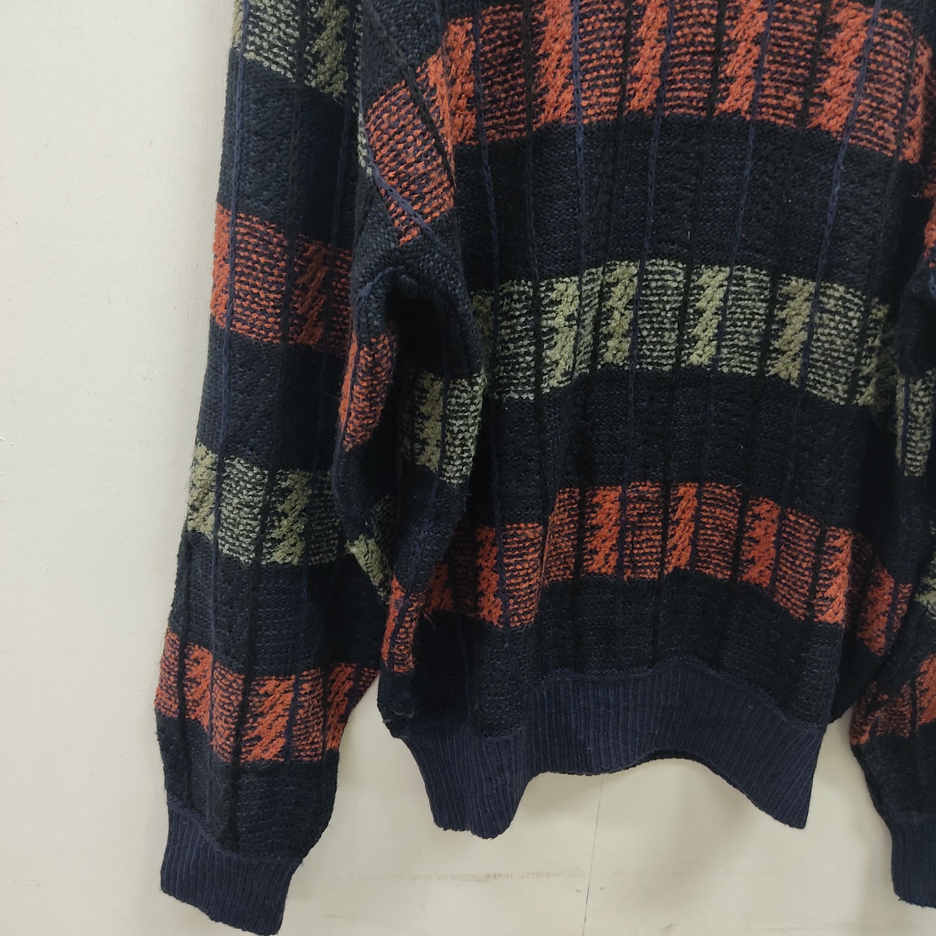 Japanese Brand Mr Looper Checked Stripe Knitwear Jumper Size US L / EU 52-54 / 3 - 8 Thumbnail