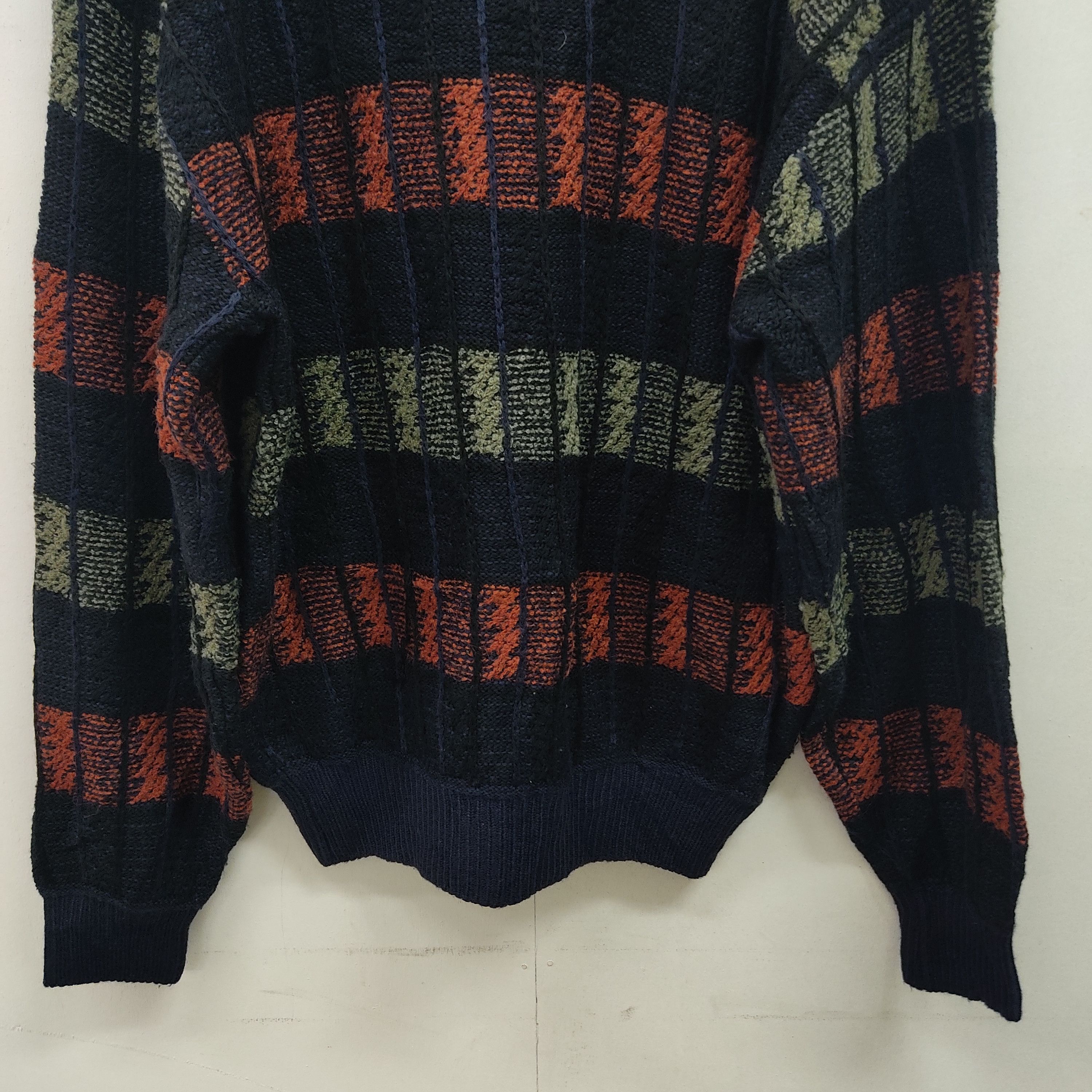 Japanese Brand Mr Looper Checked Stripe Knitwear Jumper Size US L / EU 52-54 / 3 - 12 Thumbnail