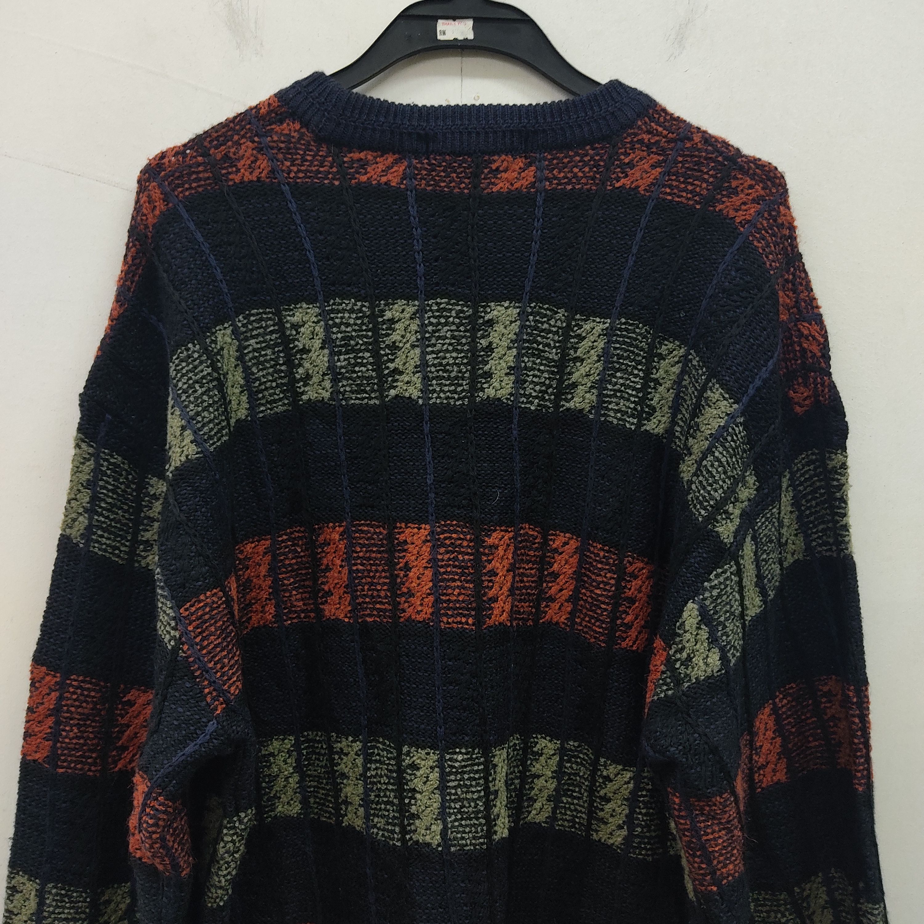 Japanese Brand Mr Looper Checked Stripe Knitwear Jumper Size US L / EU 52-54 / 3 - 11 Thumbnail