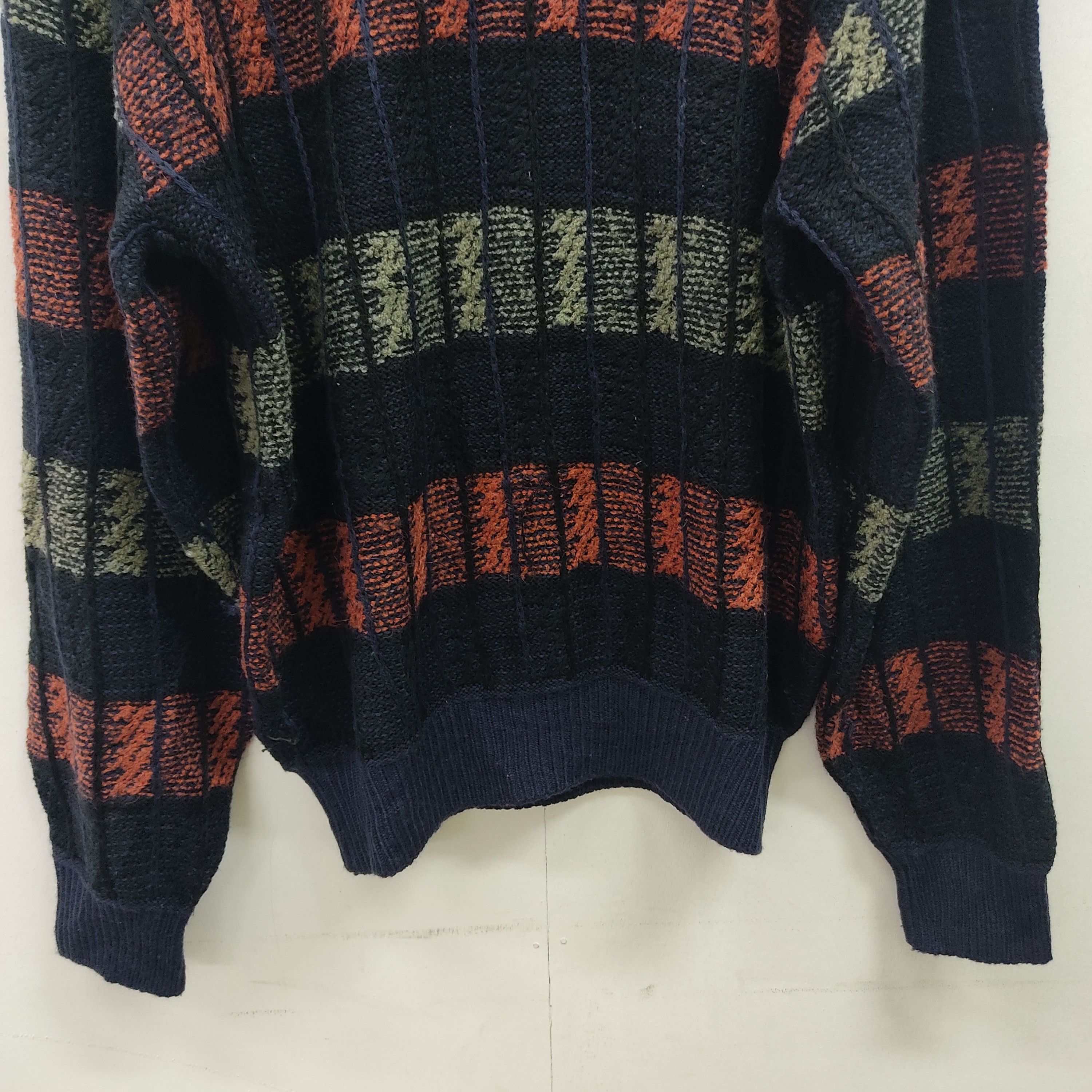 Japanese Brand Mr Looper Checked Stripe Knitwear Jumper Size US L / EU 52-54 / 3 - 4 Thumbnail