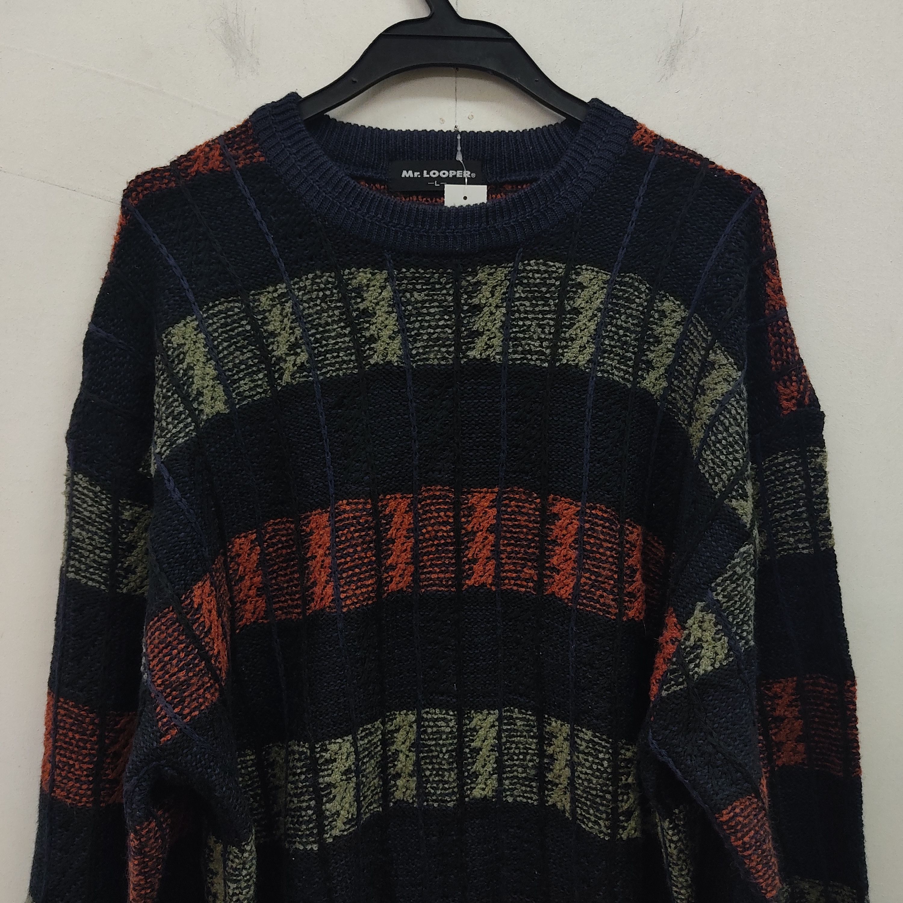 Japanese Brand Mr Looper Checked Stripe Knitwear Jumper Size US L / EU 52-54 / 3 - 2 Thumbnail