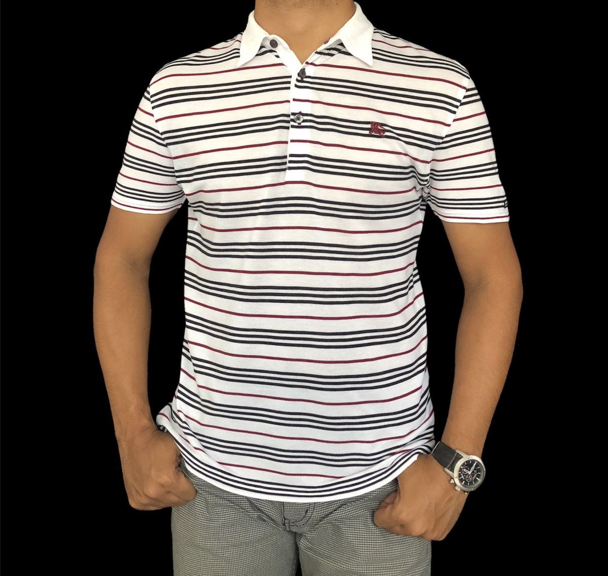 Burberry Burberry Black Label Striped Polo T-shirt Size US M / EU 48-50 / 2 - 5 Thumbnail