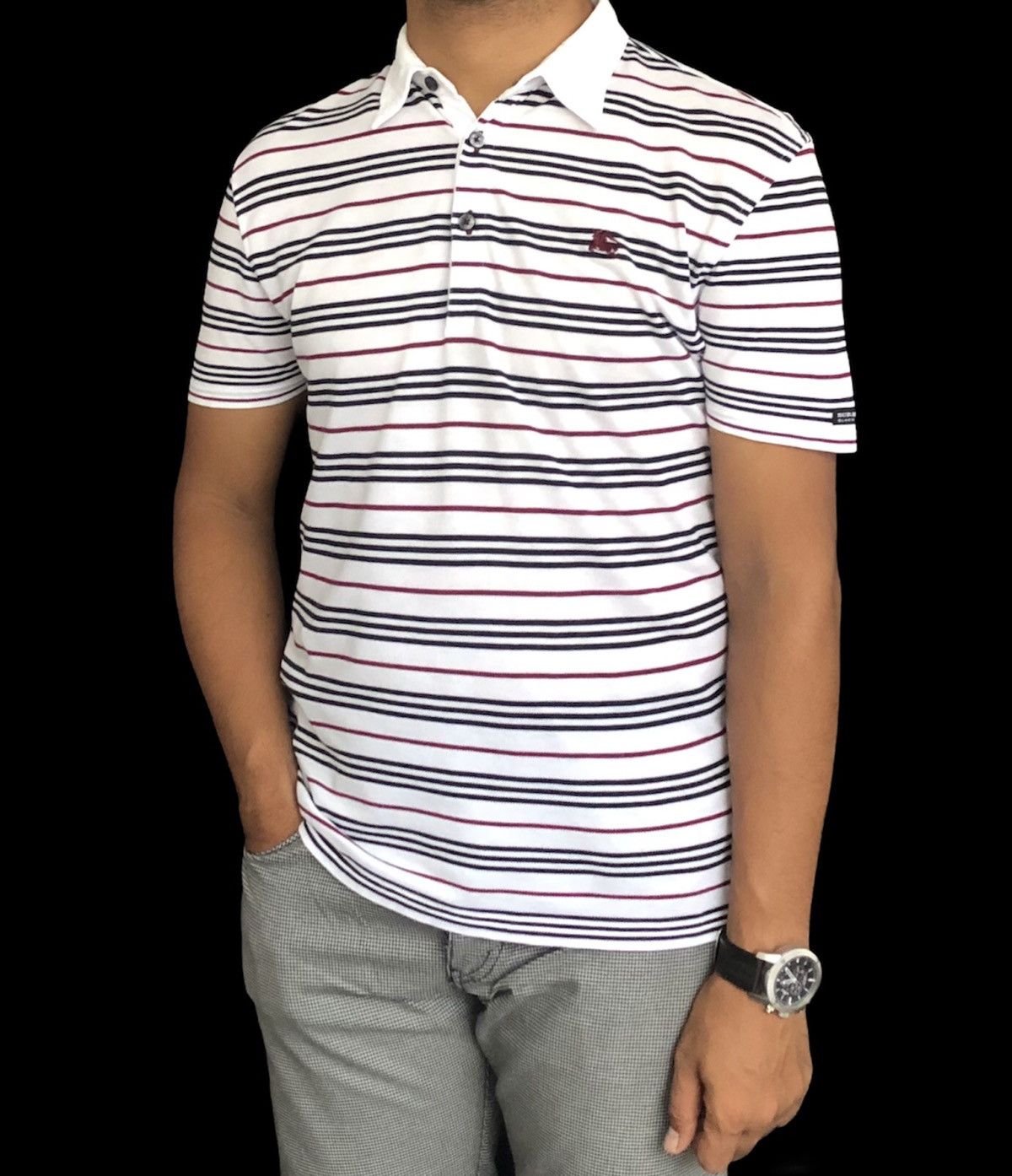 Burberry Burberry Black Label Striped Polo T-shirt Size US M / EU 48-50 / 2 - 6 Thumbnail