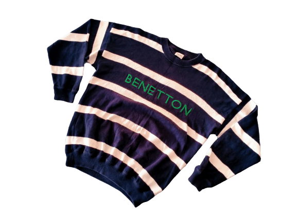 Homespun Knitwear × United Colors Of Benetton United Colour Of Benetton Spellout Woven Striped Size US XL / EU 56 / 4 - 1 Thumbnail
