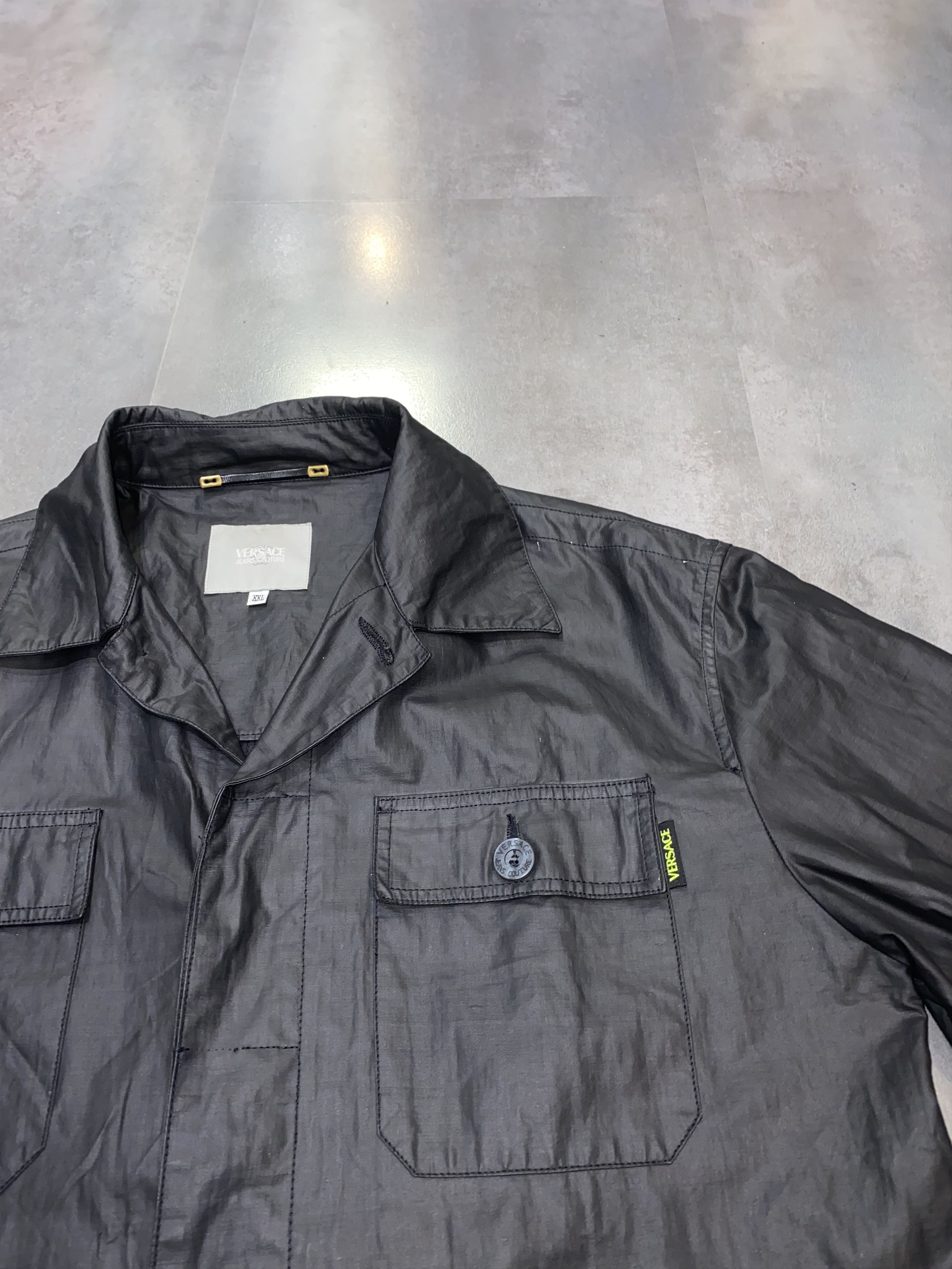 Versace Vintage Versace Graphite Black Waxed Denim Jacket Size US XL / EU 56 / 4 - 10 Thumbnail
