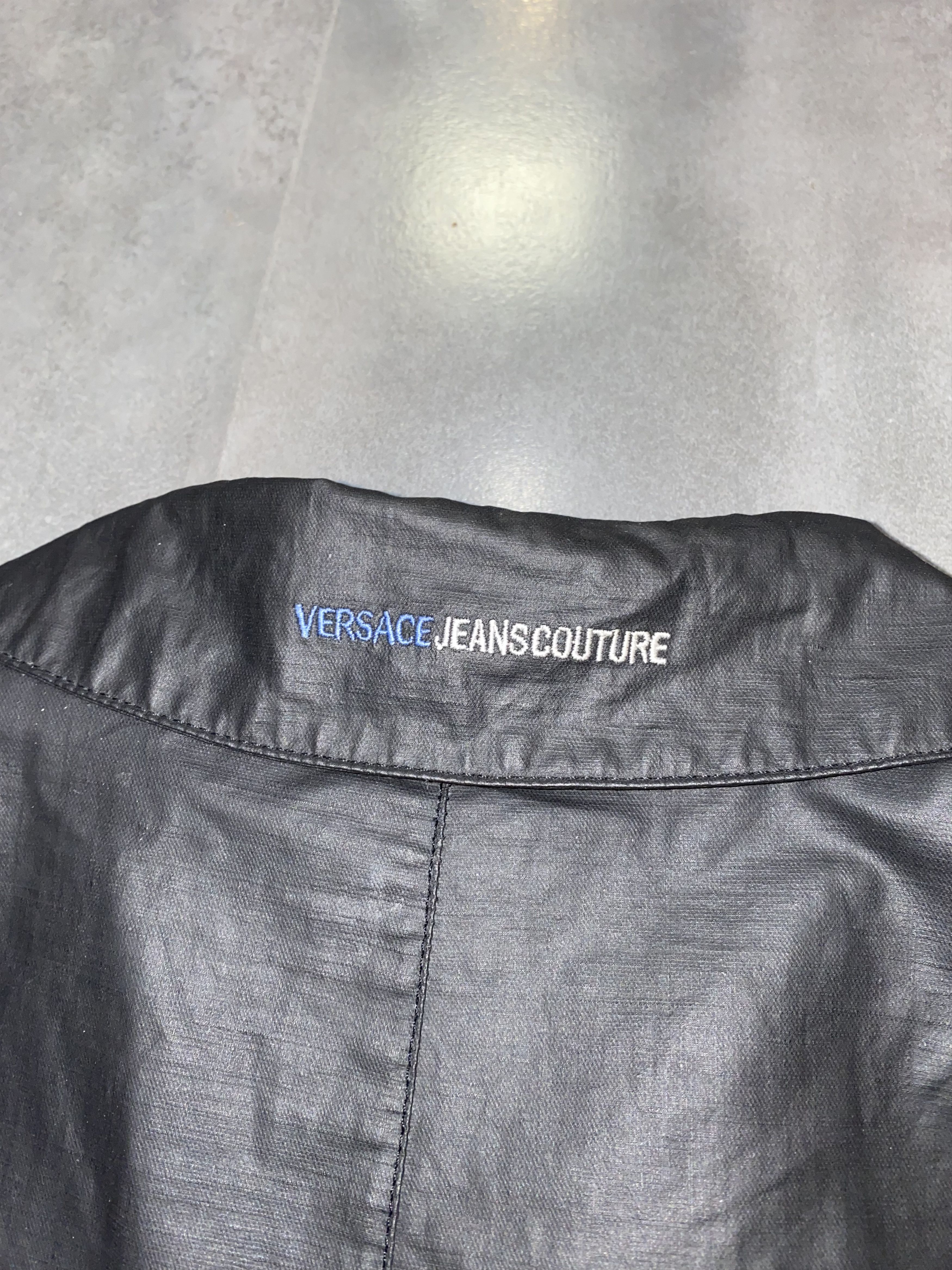 Versace Vintage Versace Graphite Black Waxed Denim Jacket Size US XL / EU 56 / 4 - 12 Thumbnail