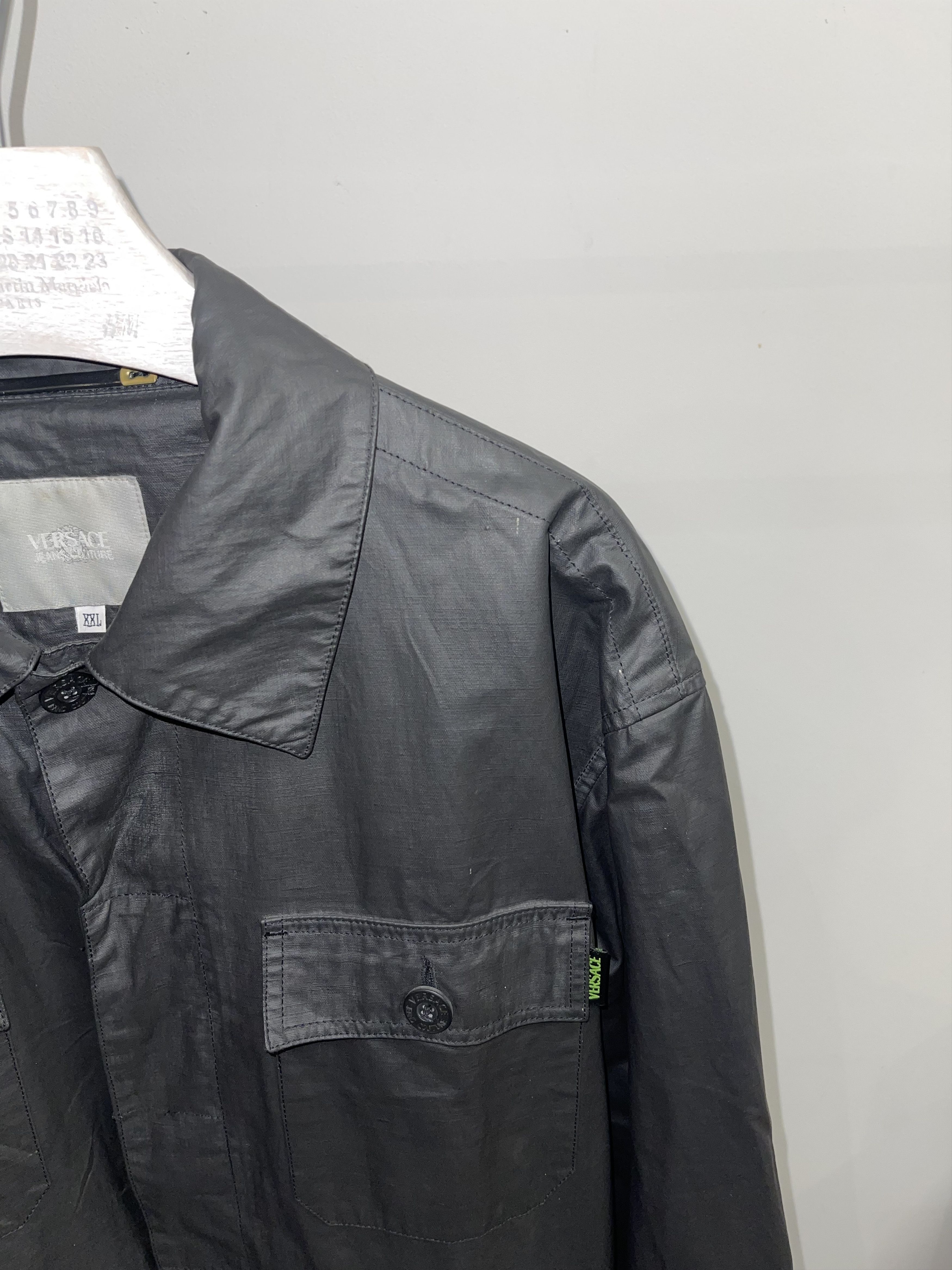 Versace Vintage Versace Graphite Black Waxed Denim Jacket Size US XL / EU 56 / 4 - 5 Thumbnail