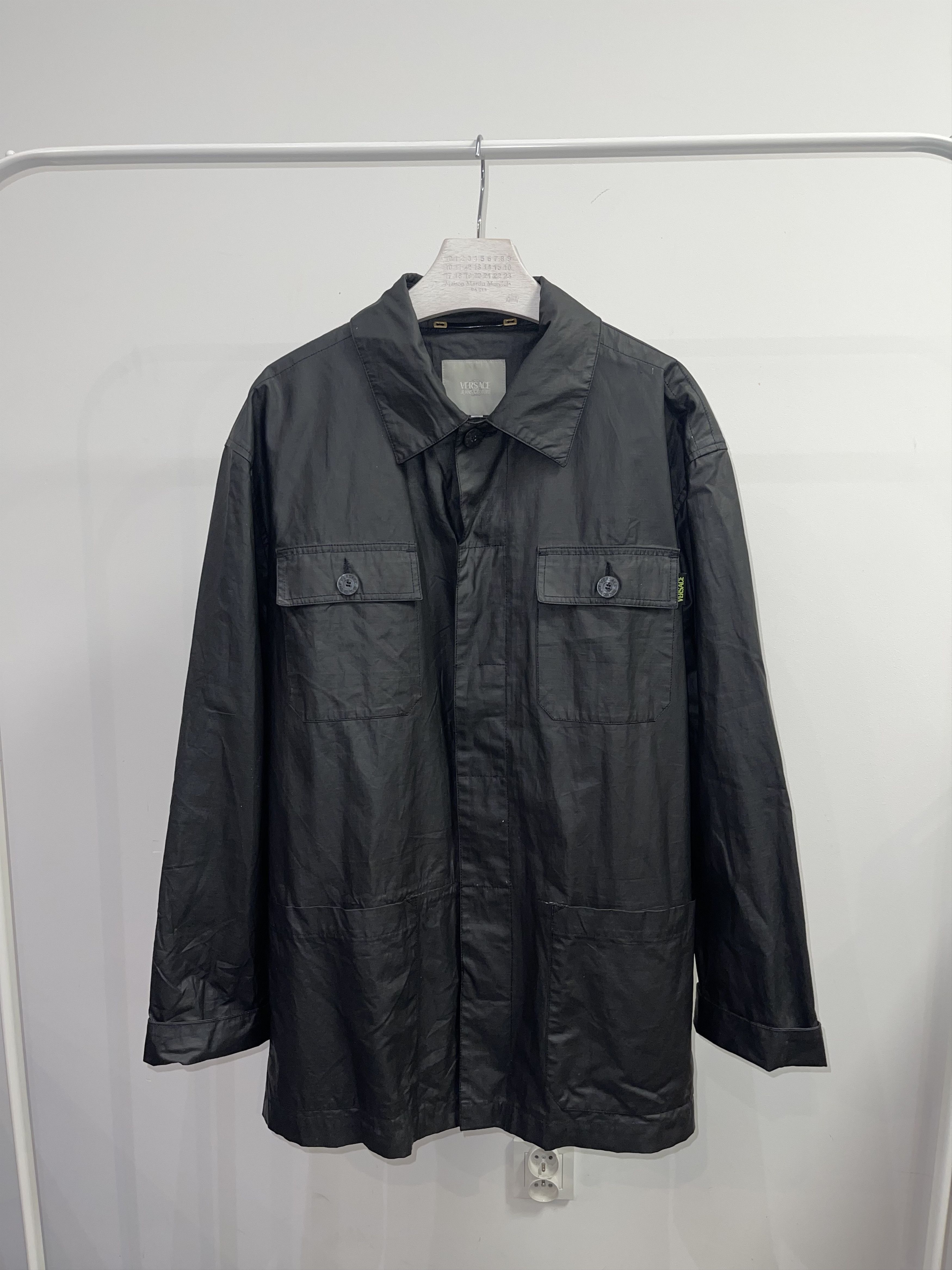 Versace Vintage Versace Graphite Black Waxed Denim Jacket Size US XL / EU 56 / 4 - 4 Thumbnail