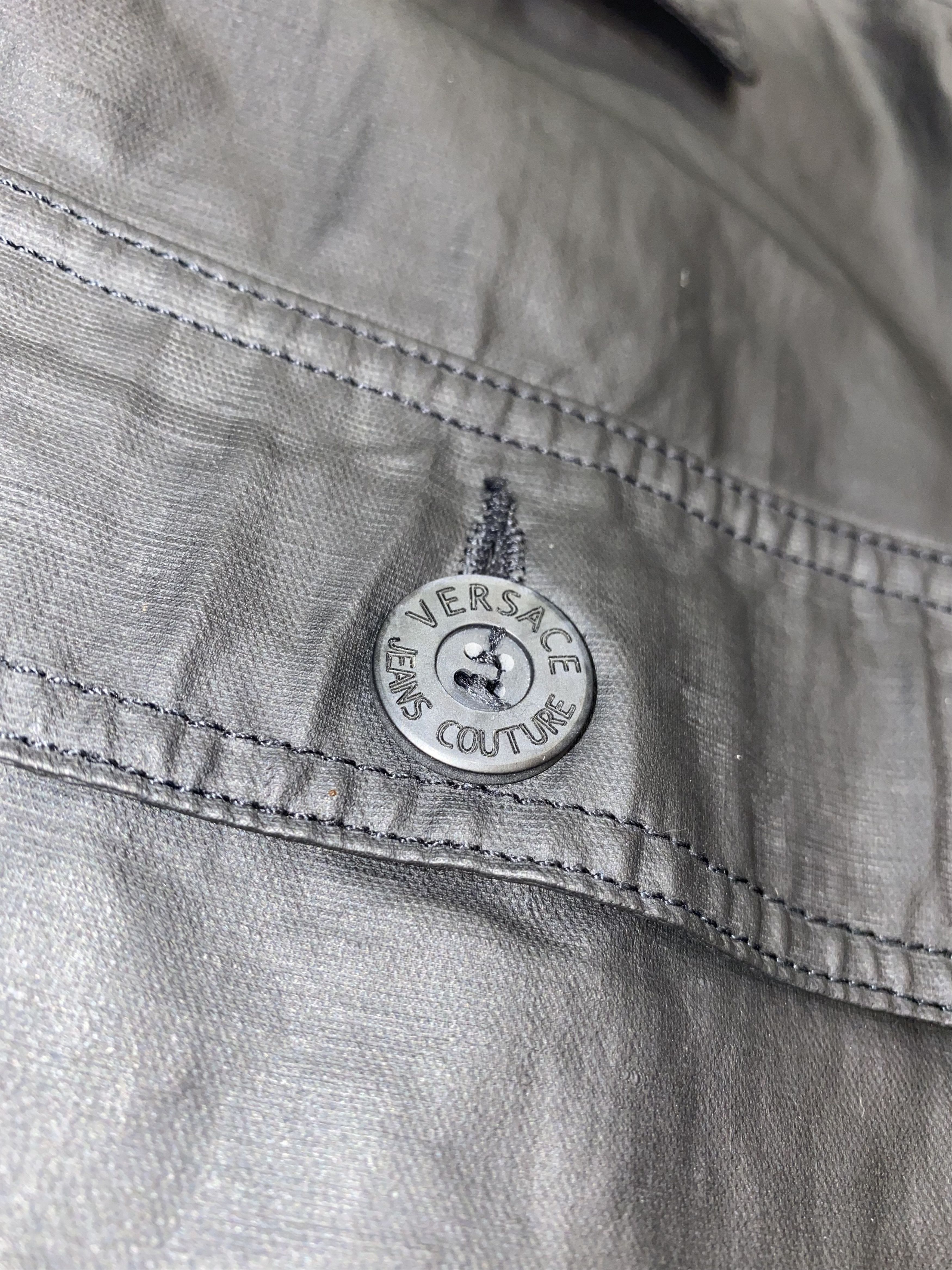 Versace Vintage Versace Graphite Black Waxed Denim Jacket Size US XL / EU 56 / 4 - 14 Thumbnail
