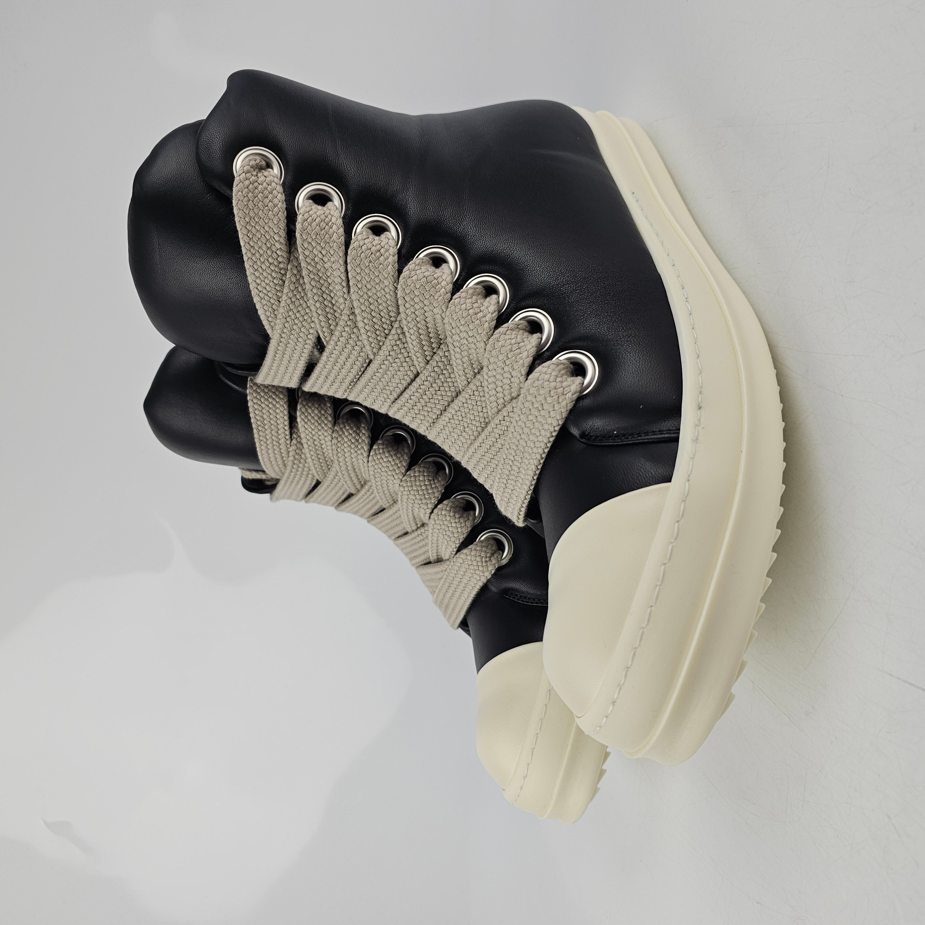 Pre-owned Rick Owens Jumbo Laces High Top Black/milk Sneakers New 40