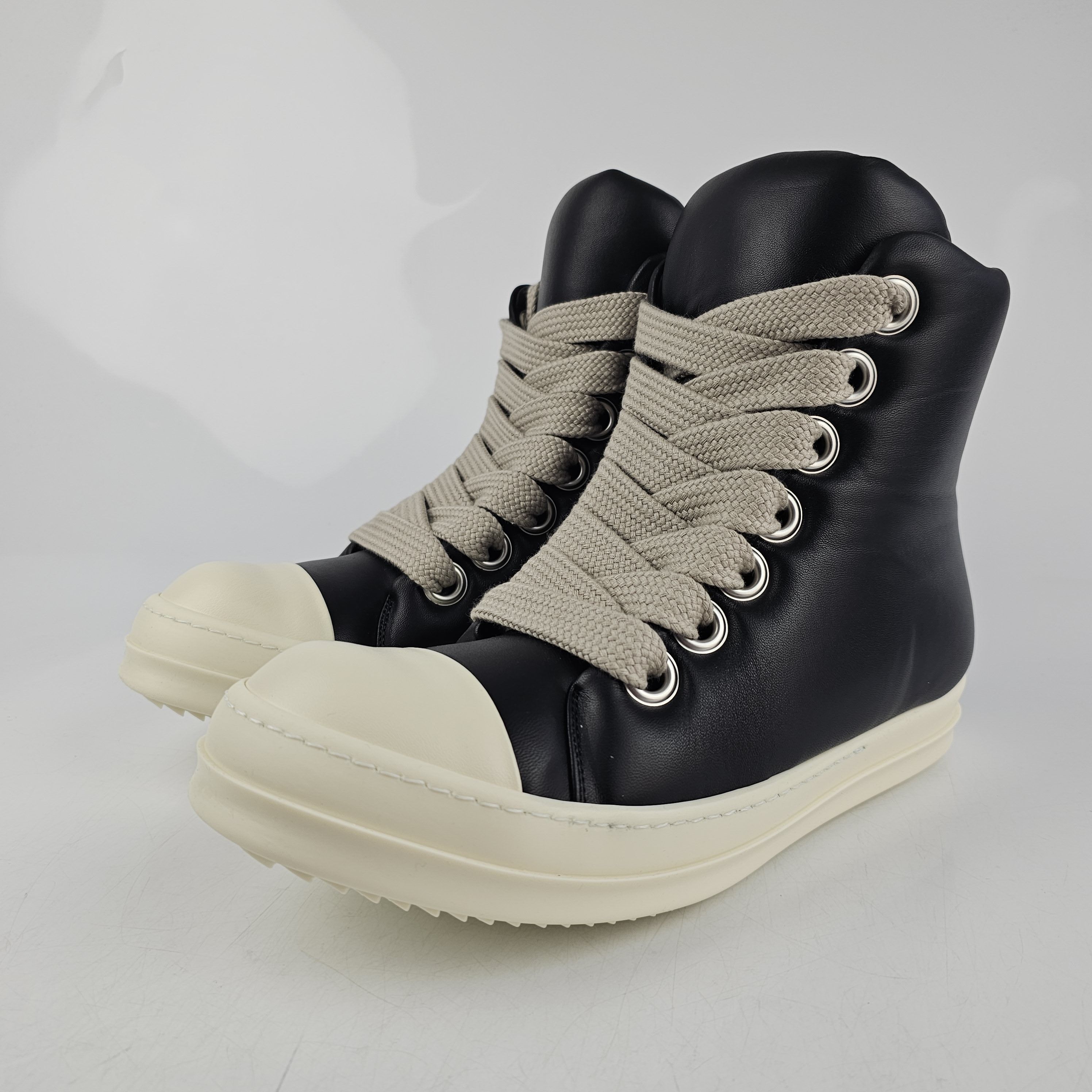 image of Rick Owens Jumbo Laces High Top Black/milk Sneakers New 42, Men's (Size 9)