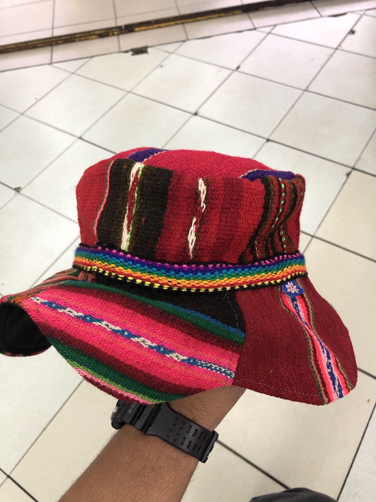 Japanese Brand VINTAGE MEXICAN BLANKET BUCKET HAT CAP HIPPIES PSYCHEDELIC Size ONE SIZE - 4 Thumbnail