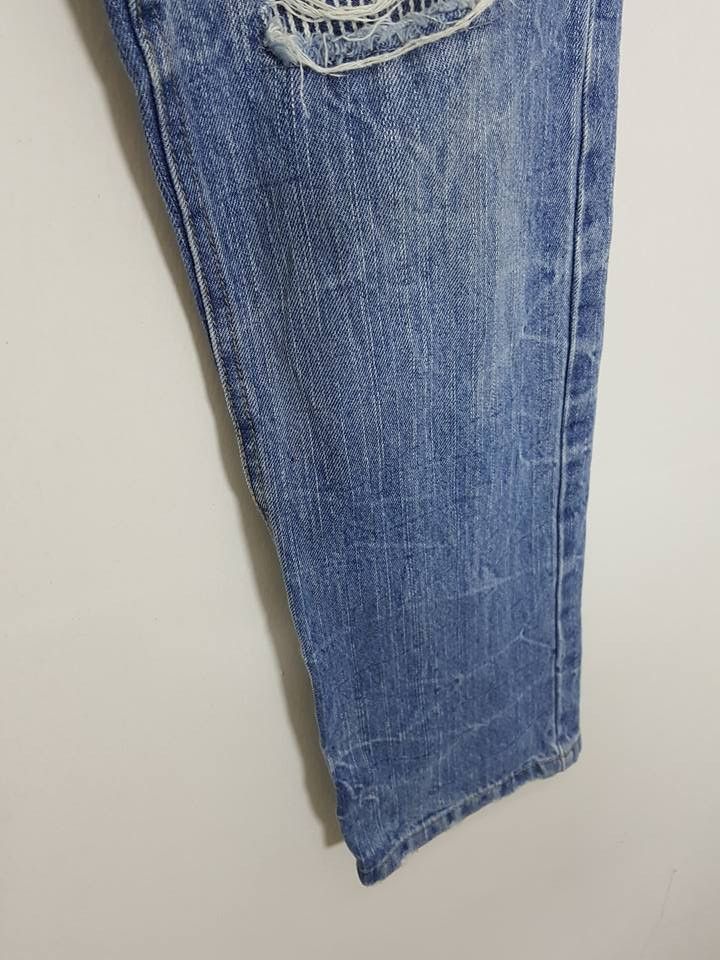 Designer × Japanese Brand Unique Hickory Patchwork Distressed Denim Jeans Pants Size US 29 - 10 Thumbnail