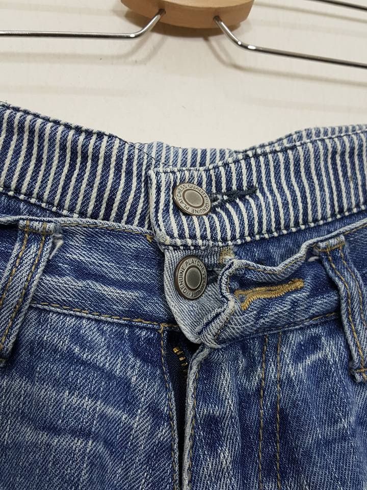 Designer × Japanese Brand Unique Hickory Patchwork Distressed Denim Jeans Pants Size US 29 - 7 Thumbnail