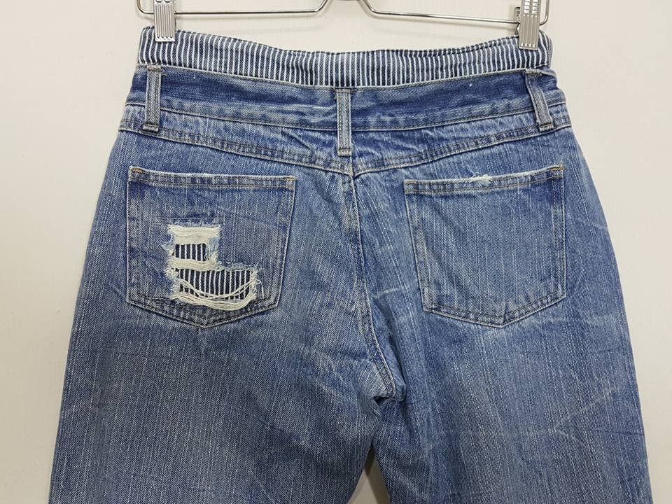 Designer × Japanese Brand Unique Hickory Patchwork Distressed Denim Jeans Pants Size US 29 - 6 Thumbnail