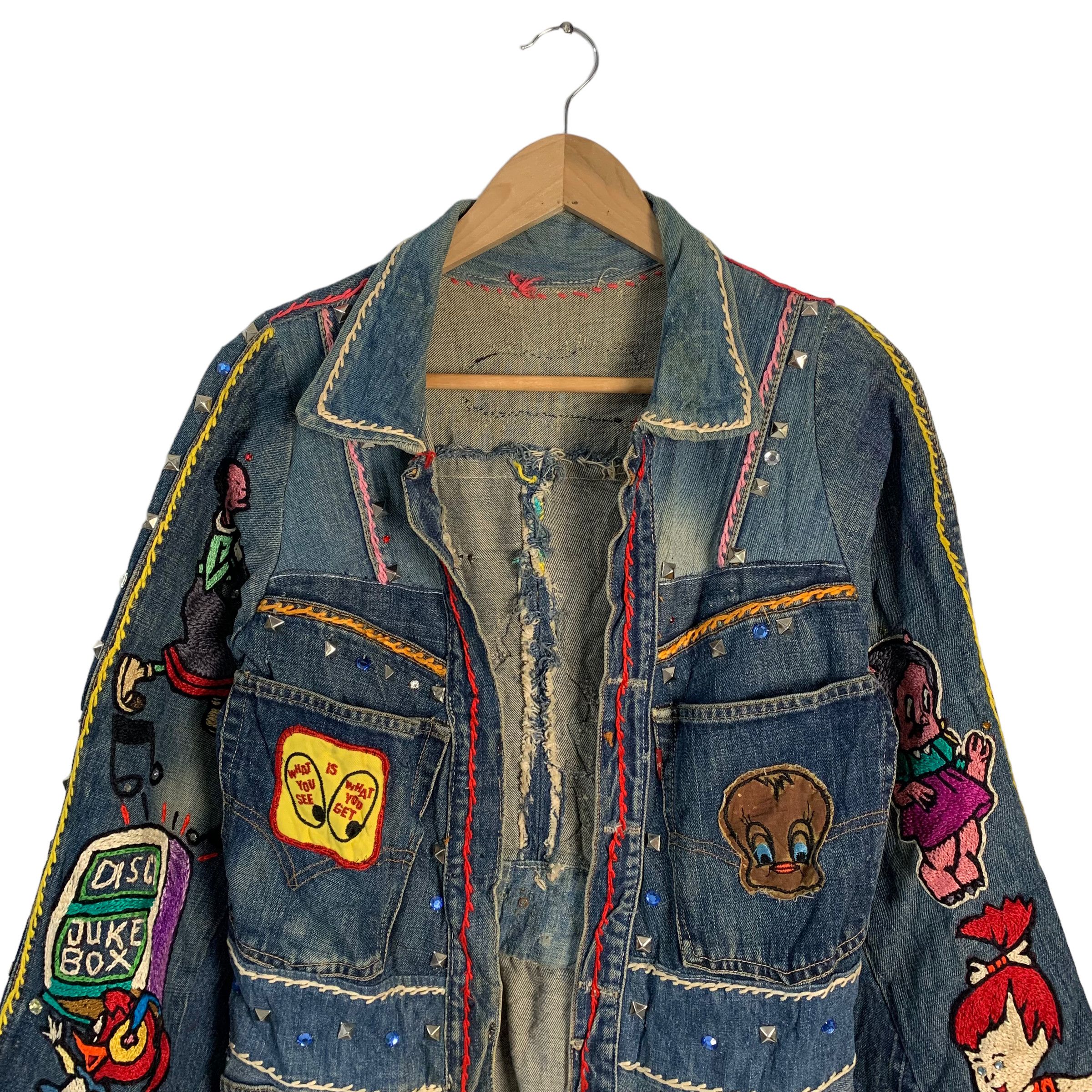 Other Vintage Custom Made Selvedge Full Cartoon Patches Jacket Size S / US 4 / IT 40 - 3 Thumbnail