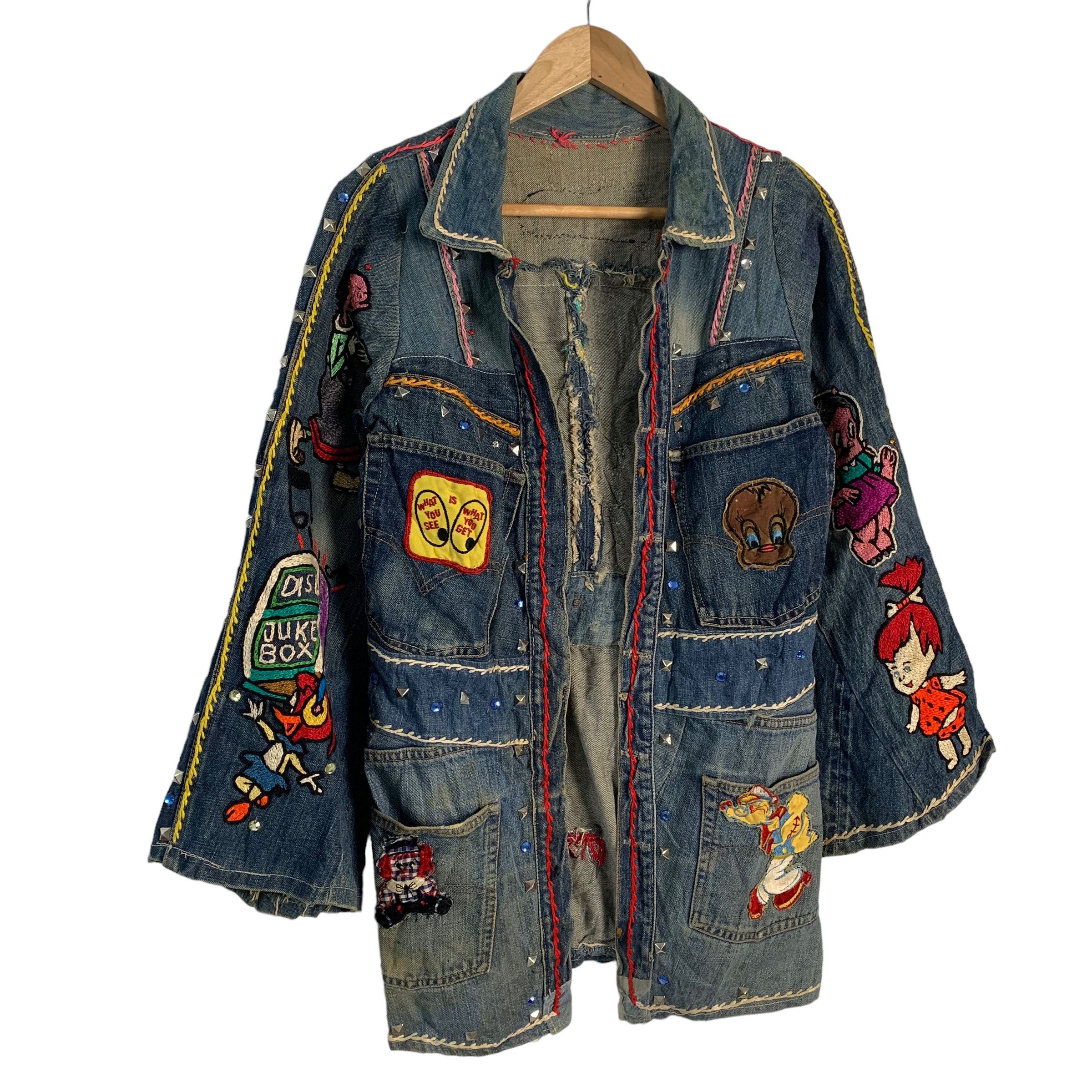 Other Vintage Custom Made Selvedge Full Cartoon Patches Jacket Size S / US 4 / IT 40 - 2 Thumbnail