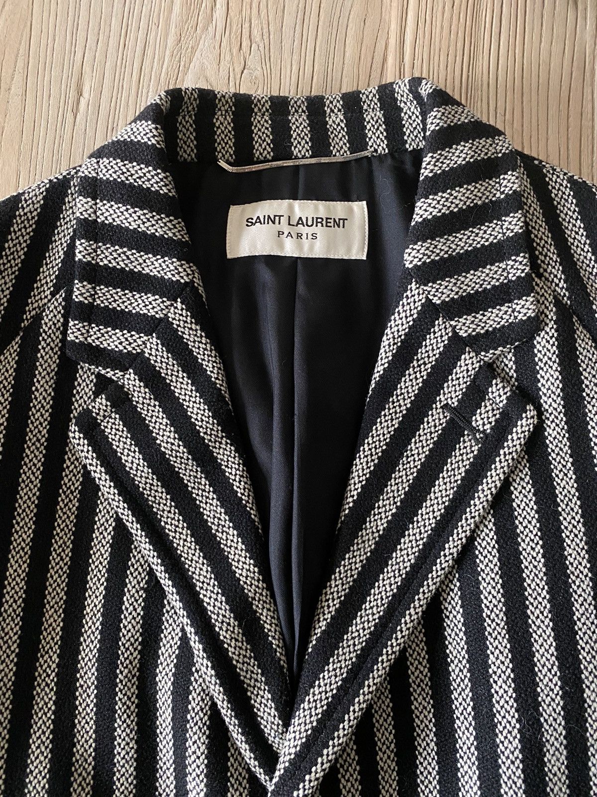 Hedi Slimane × Saint Laurent Paris GRAIL FW14 Striped Runway Coat Size US S / EU 44-46 / 1 - 3 Thumbnail