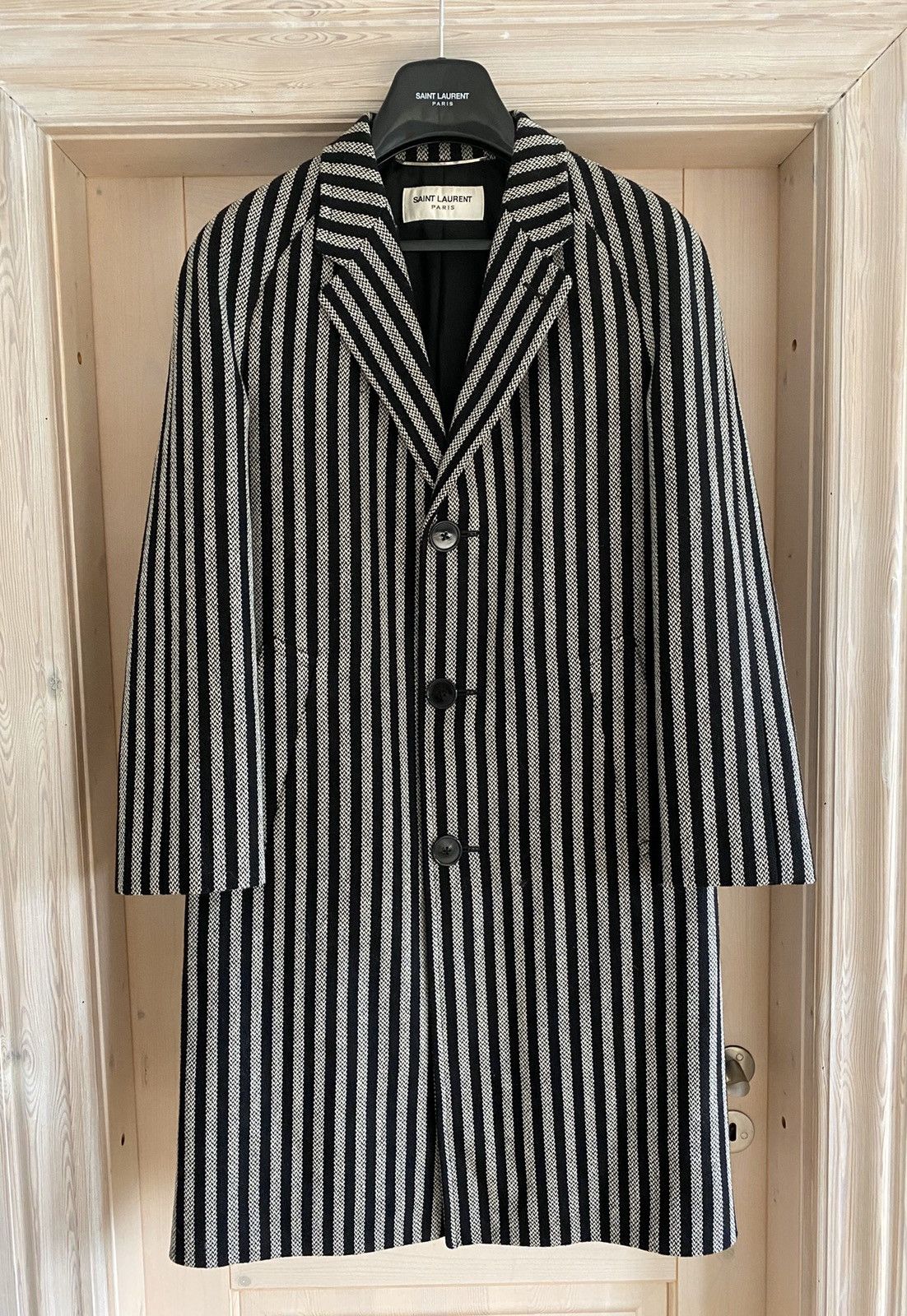 Hedi Slimane × Saint Laurent Paris GRAIL FW14 Striped Runway Coat Size US S / EU 44-46 / 1 - 1 Thumbnail