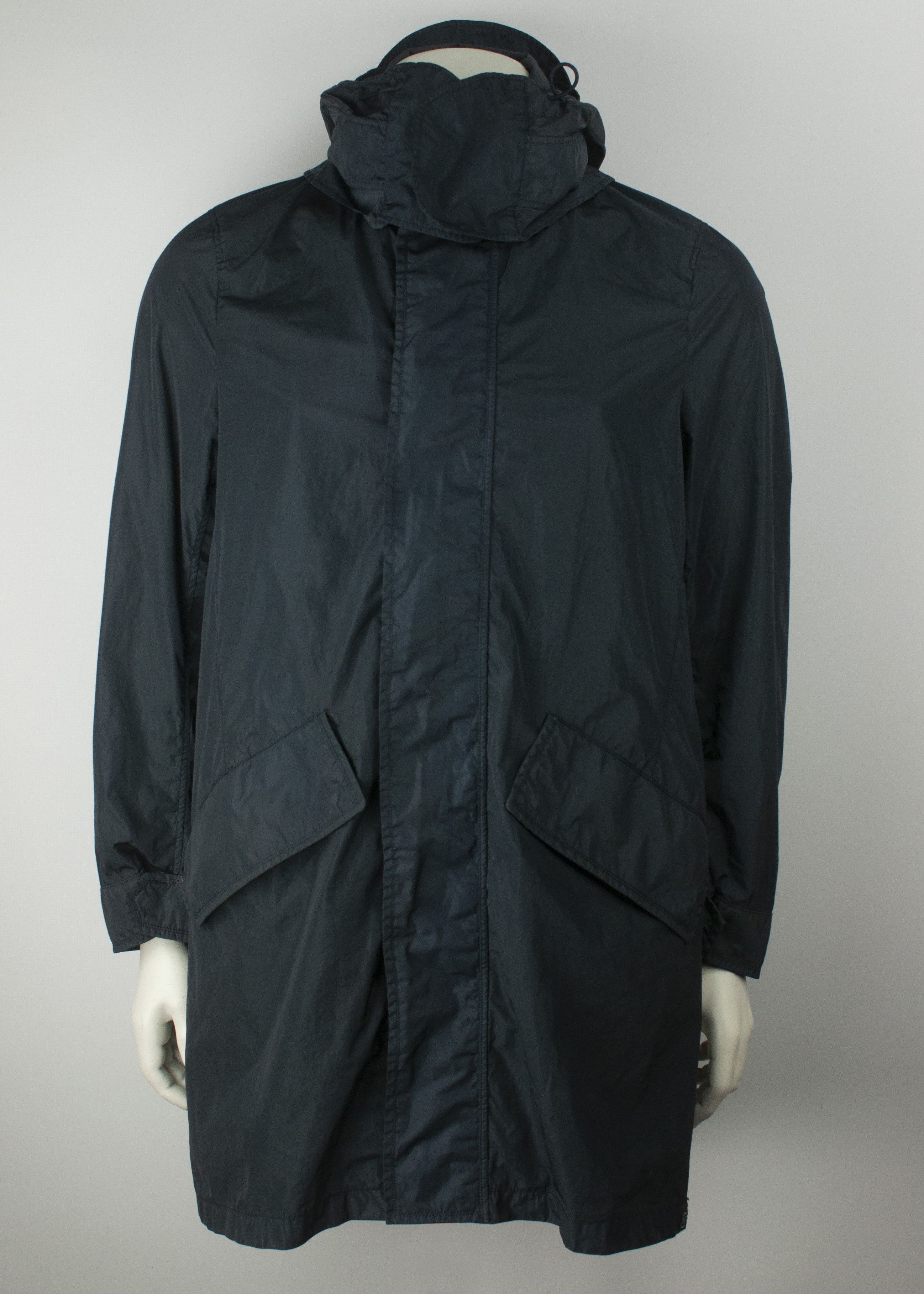 image of Nemen Nylon Raincoat Hooded Parka Windbreaker Jacket in Blue, Men's (Size Large)