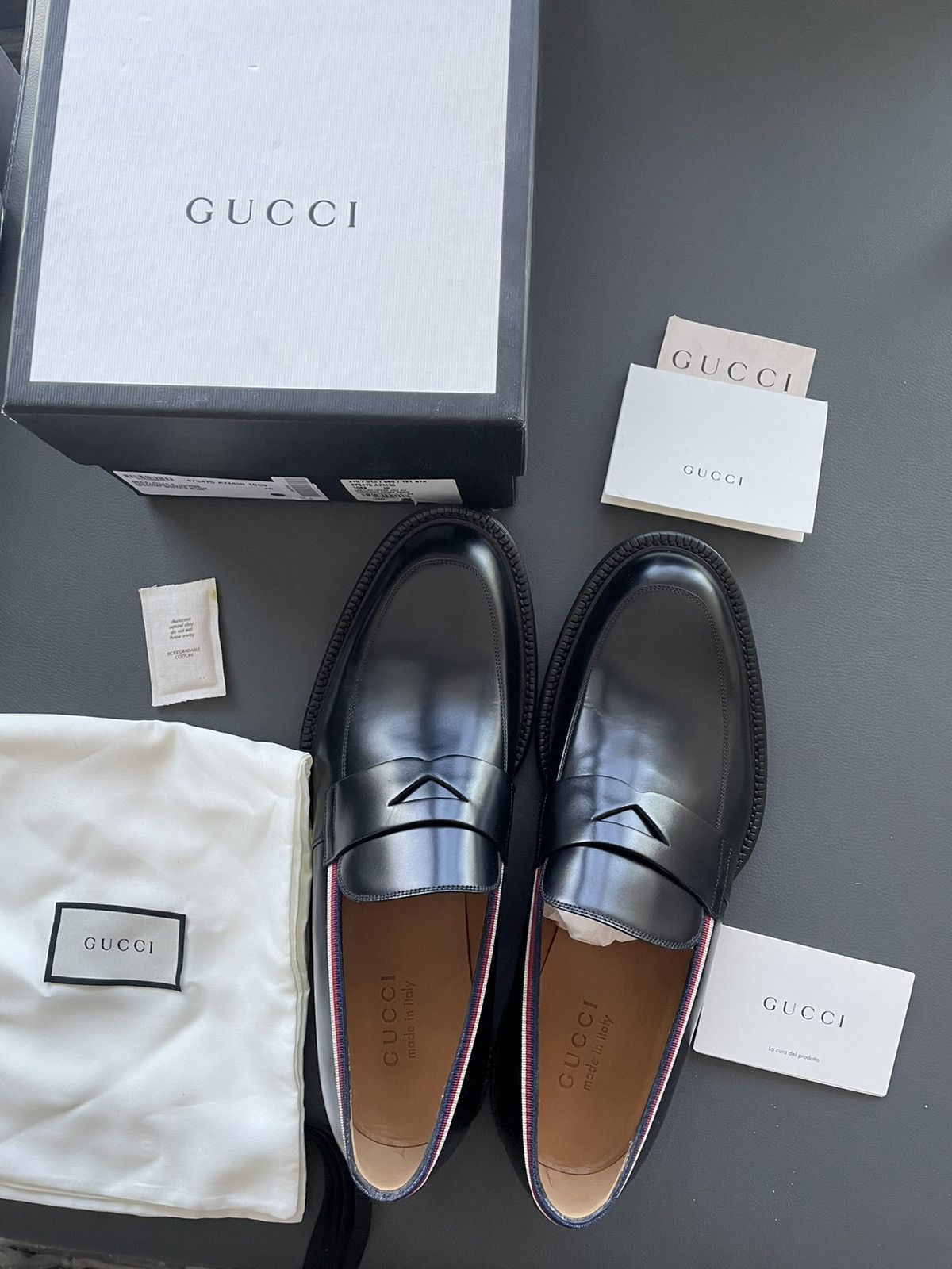image of Gucci Runway Super Classic Iconic Leather Loafer Shoes in Black, Men's (Size 7.5)