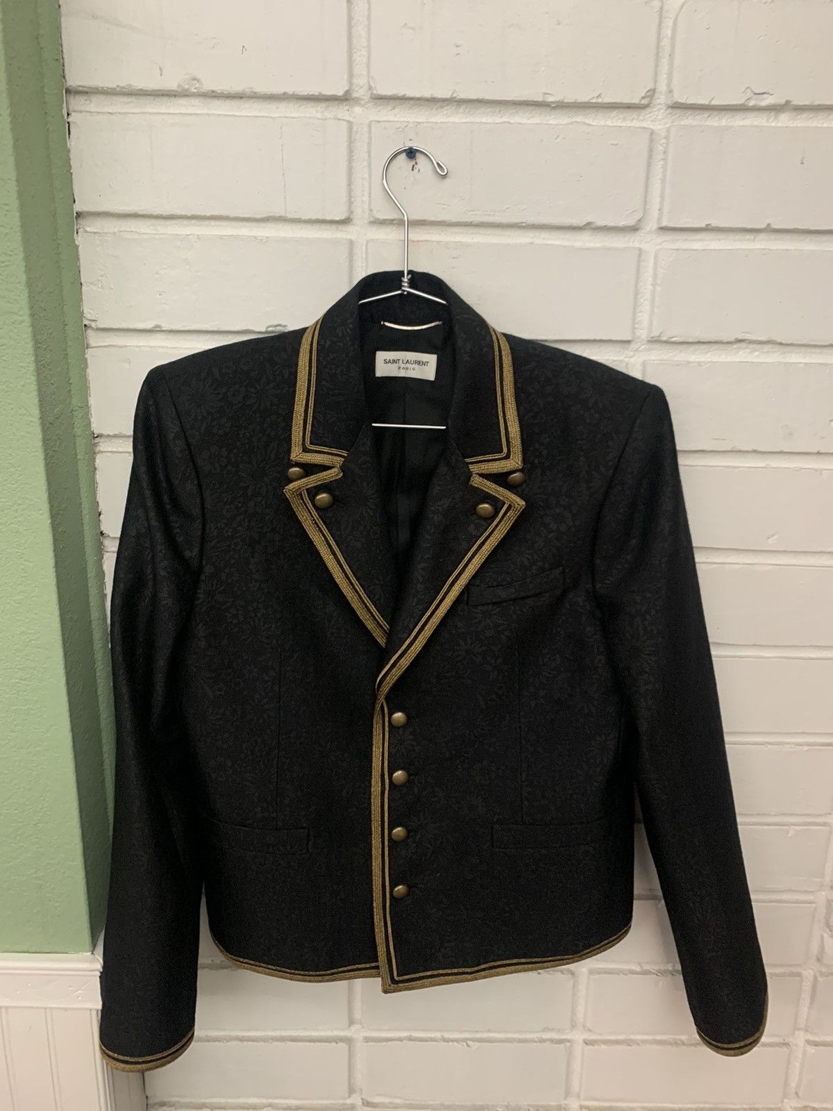 Saint Laurent Paris Saint Laurent Floral Jacquard Military Blazer (sz 50) Size 50R - 1 Thumbnail