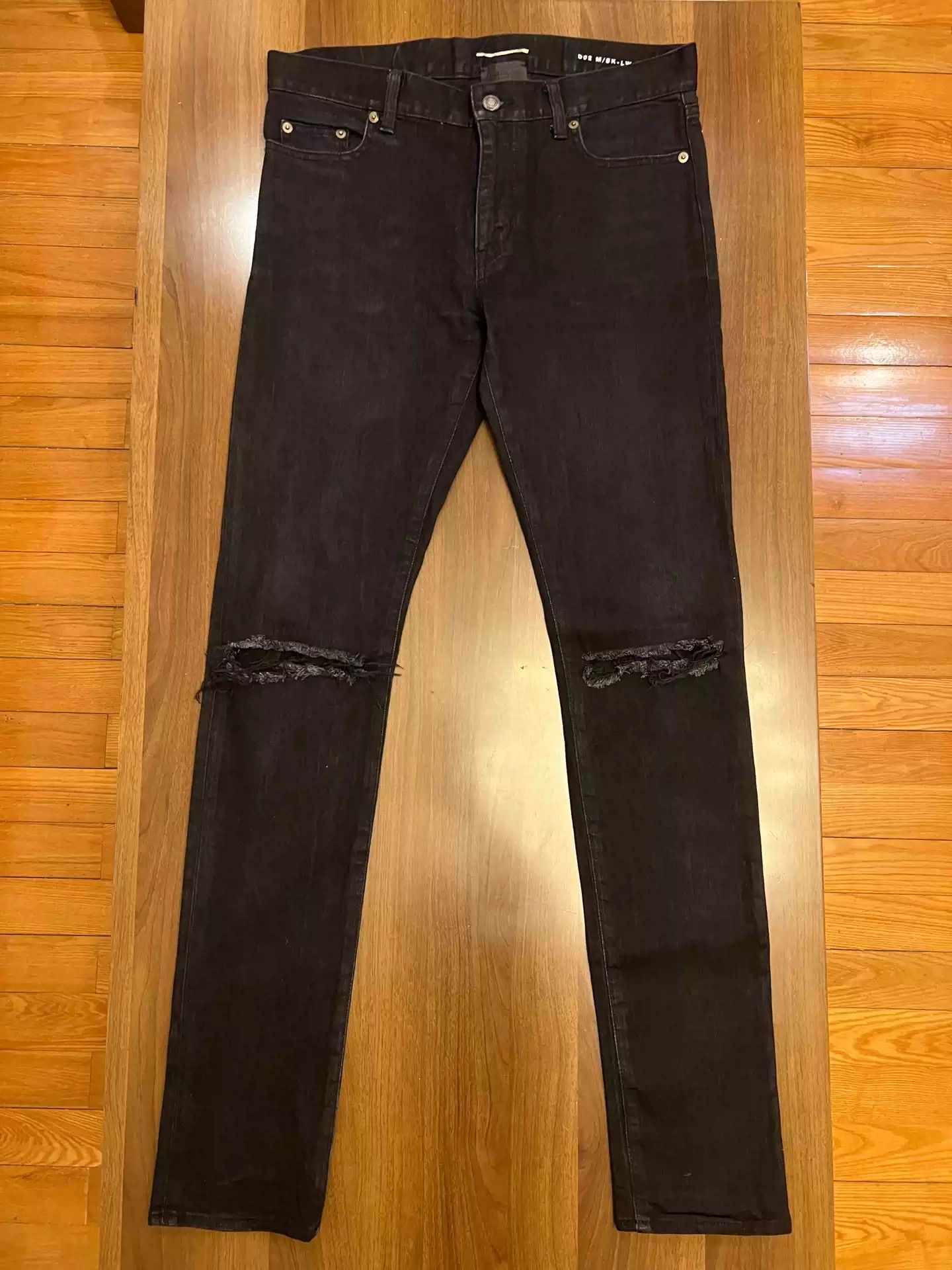 Saint Laurent Paris Saint Laurent Black knife cut destroyed jeans Grailed