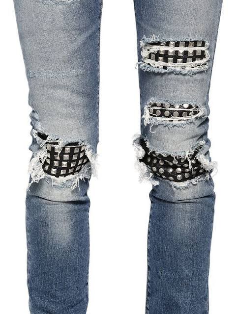 Saint Laurent Paris Saint Laurent Studded Distressed Leather Patch