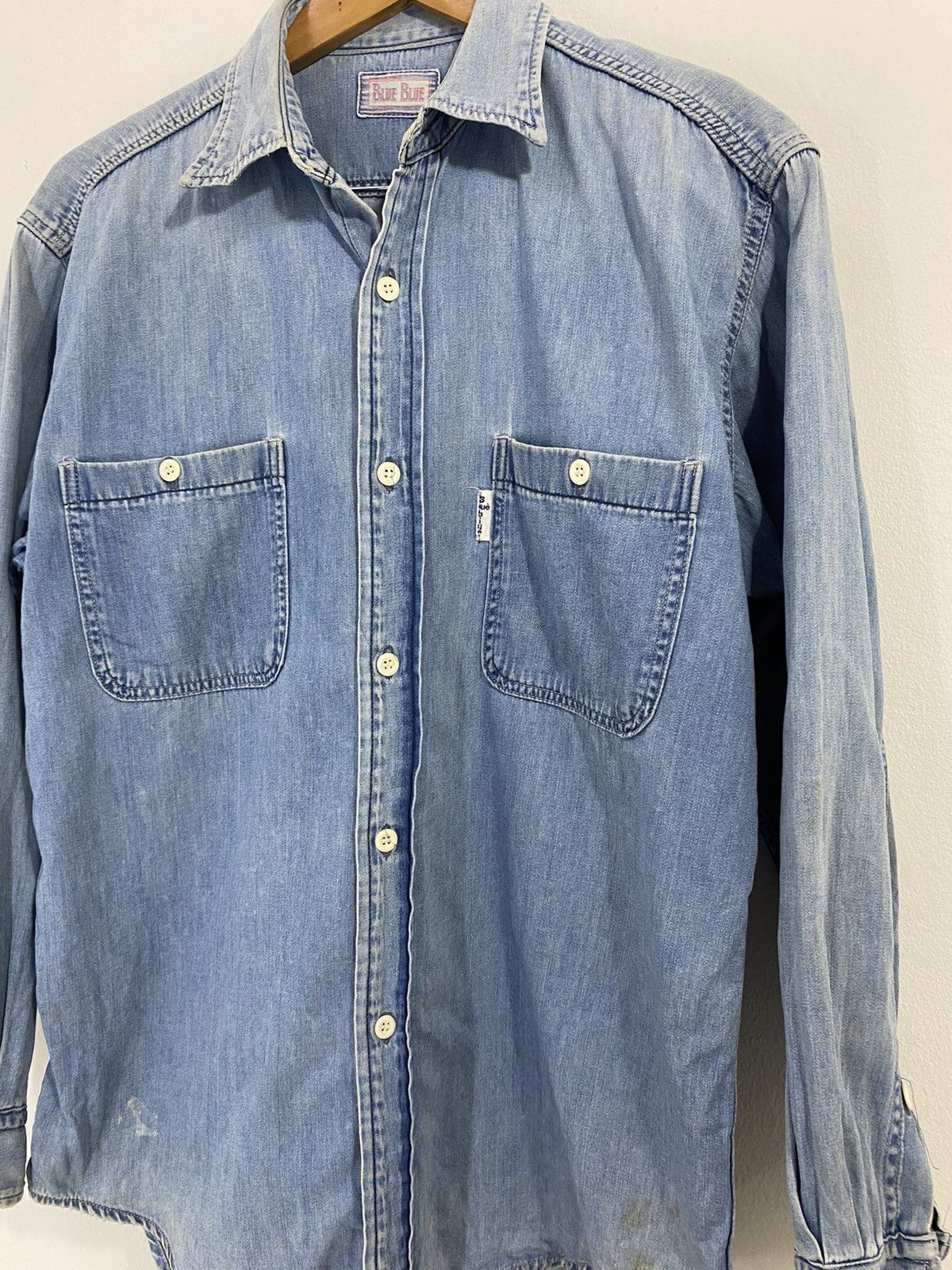 Blue Blue Japan Denim Blue Blue Button Up Shirt Double Pocket Design Size US S / EU 44-46 / 1 - 4 Thumbnail