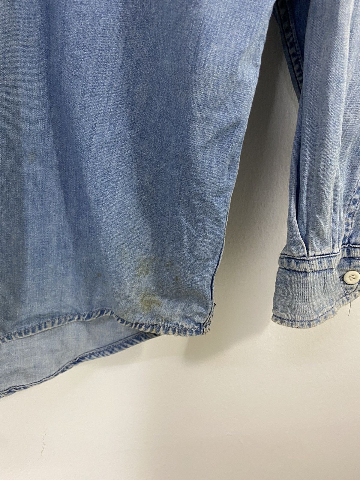 Blue Blue Japan Denim Blue Blue Button Up Shirt Double Pocket Design Size US S / EU 44-46 / 1 - 8 Thumbnail
