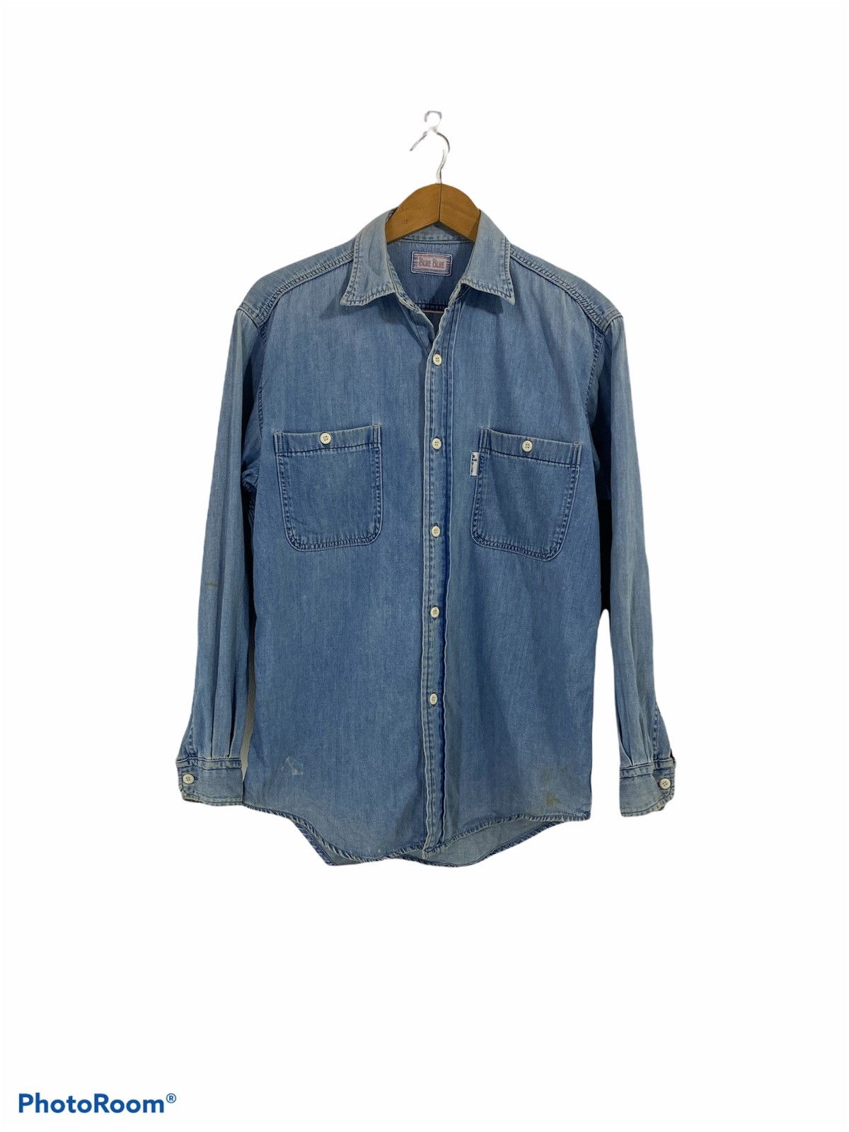 Blue Blue Japan Denim Blue Blue Button Up Shirt Double Pocket Design Size US S / EU 44-46 / 1 - 1 Thumbnail
