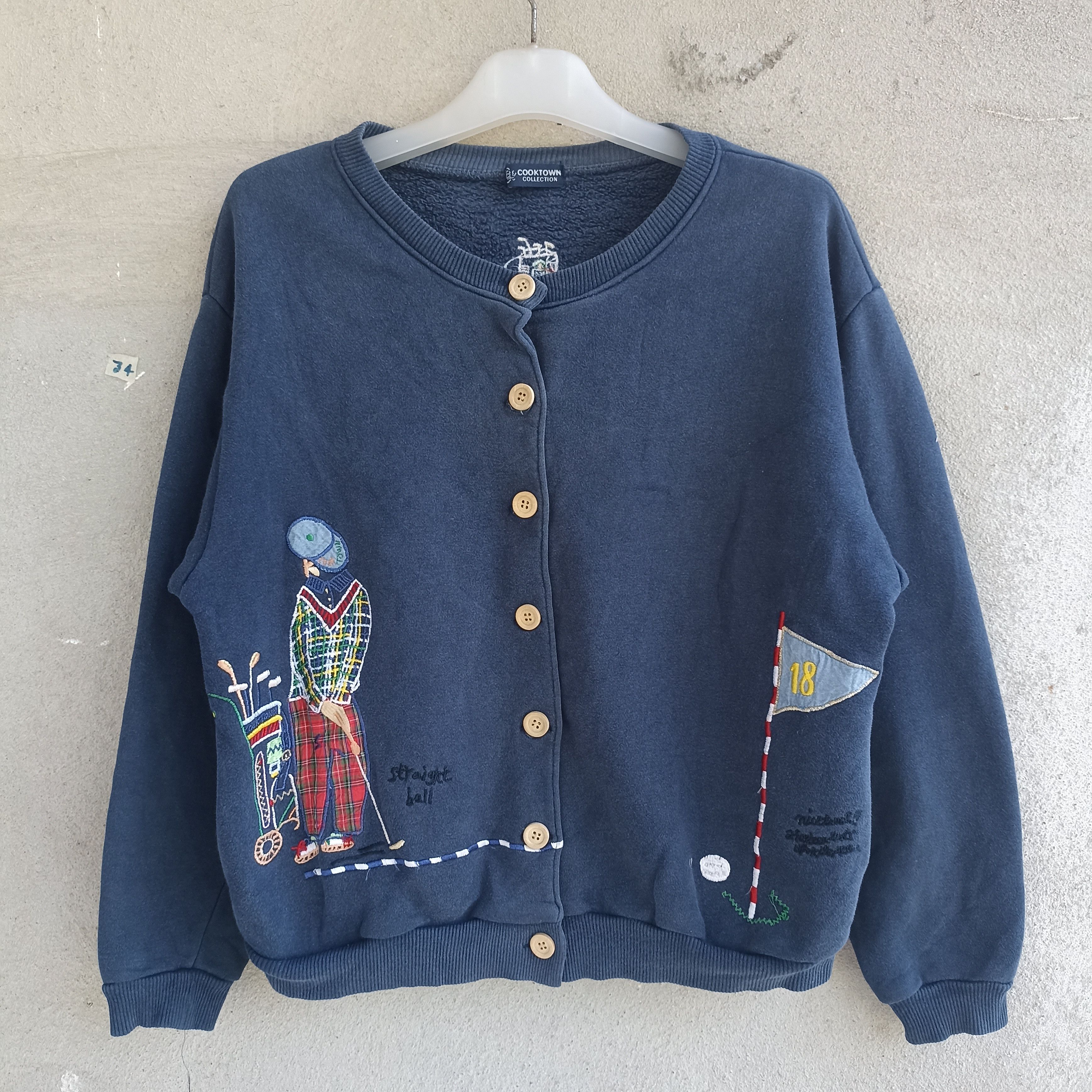 Japanese Brand Cooktown Collection Golf Embroidery Blue Cardigan Size M / US 6-8 / IT 42-44 - 1 Thumbnail