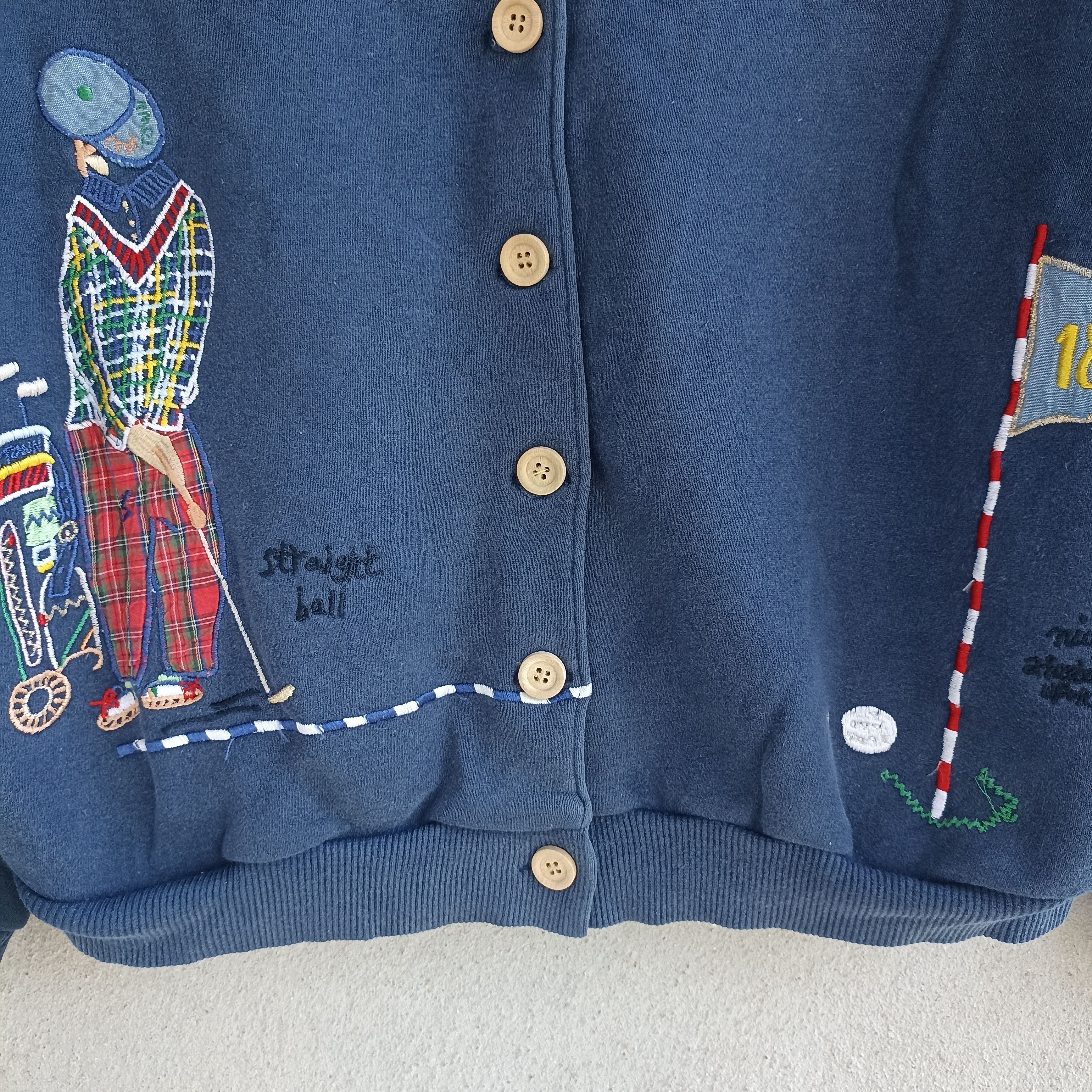 Japanese Brand Cooktown Collection Golf Embroidery Blue Cardigan Size M / US 6-8 / IT 42-44 - 4 Thumbnail