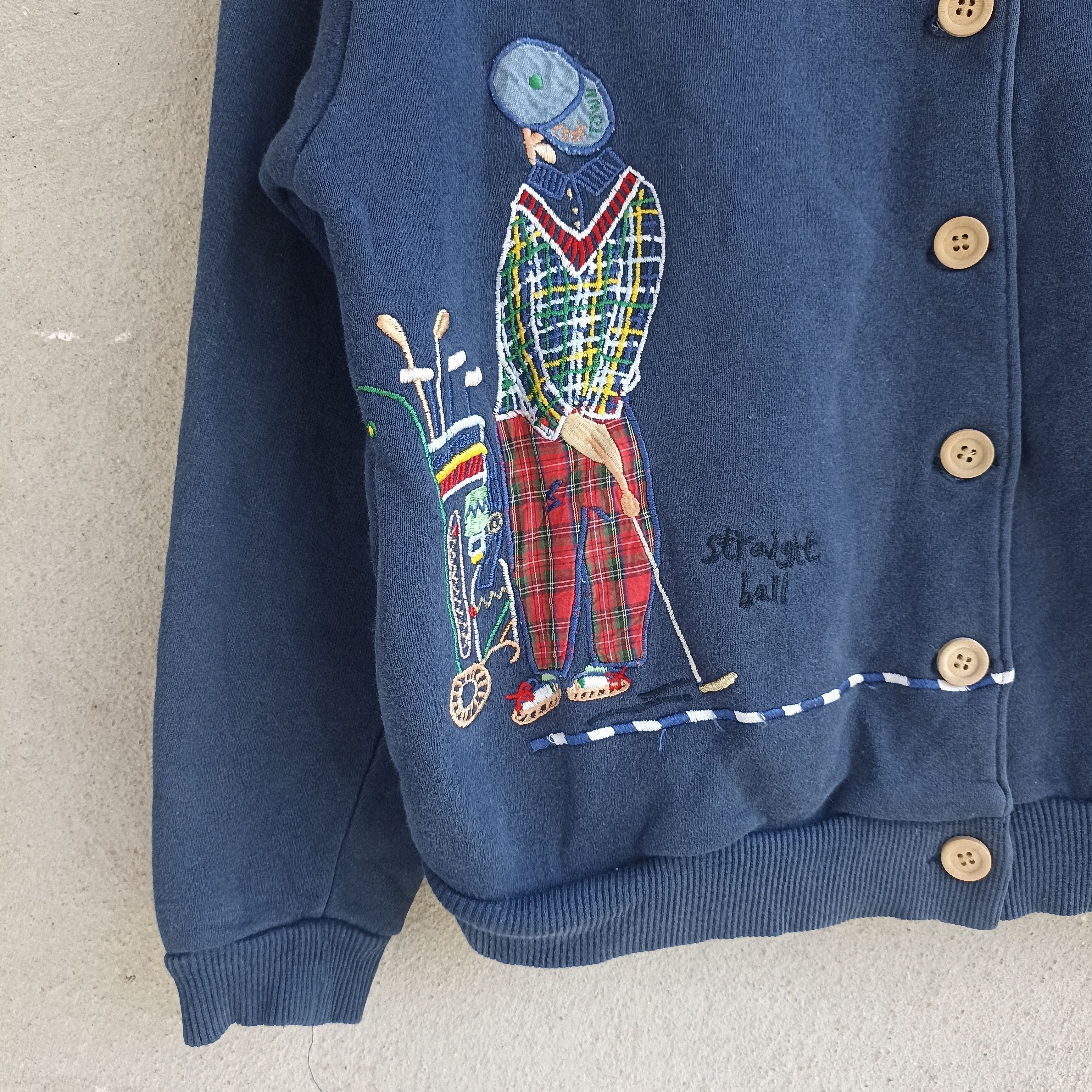 Japanese Brand Cooktown Collection Golf Embroidery Blue Cardigan Size M / US 6-8 / IT 42-44 - 7 Thumbnail