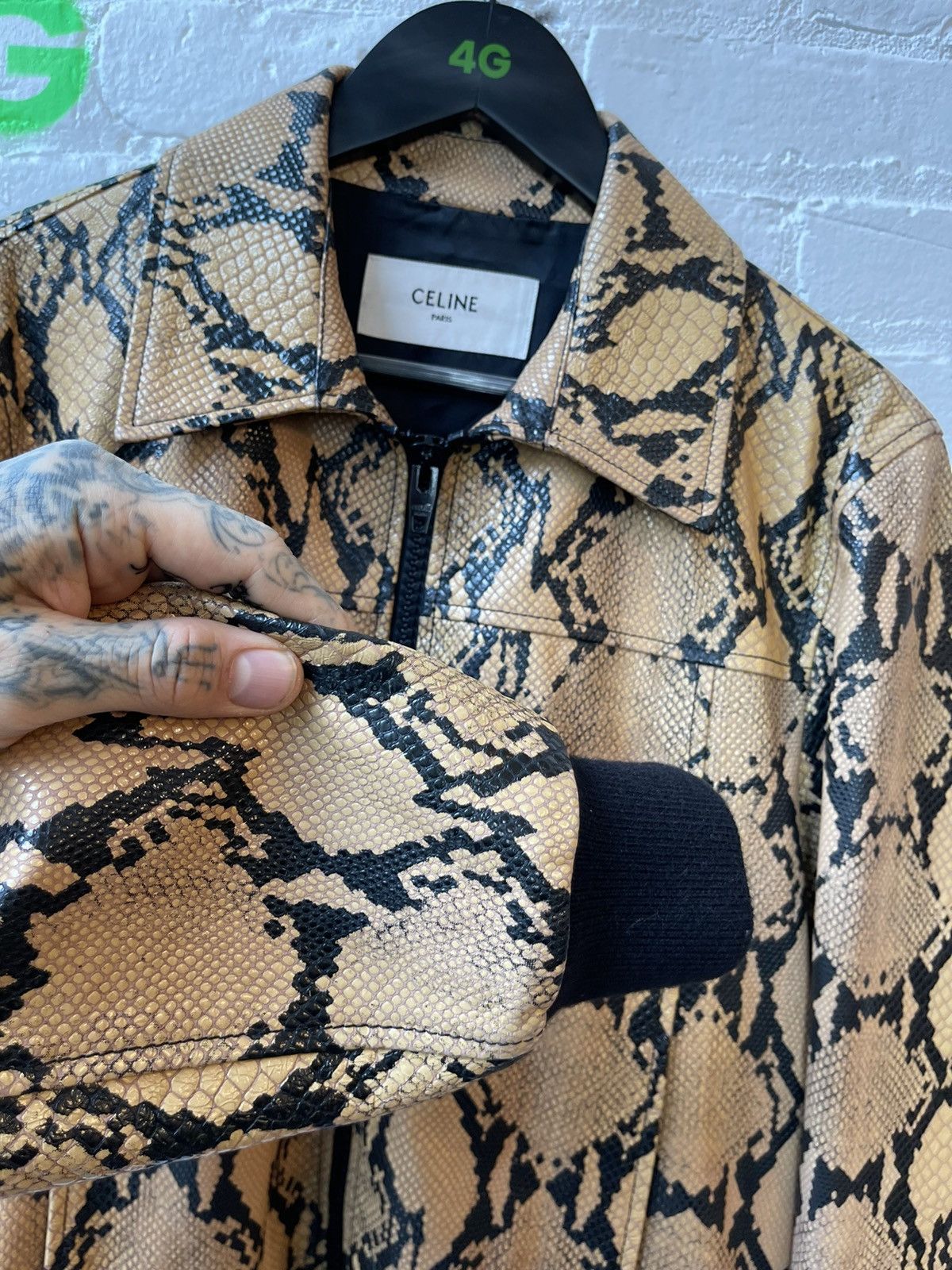 Celine × Hedi Slimane Celine SS20 RUNWAY PYTHON Embossed Bomber Leather Jacket Size US M / EU 48-50 / 2 - 7 Thumbnail