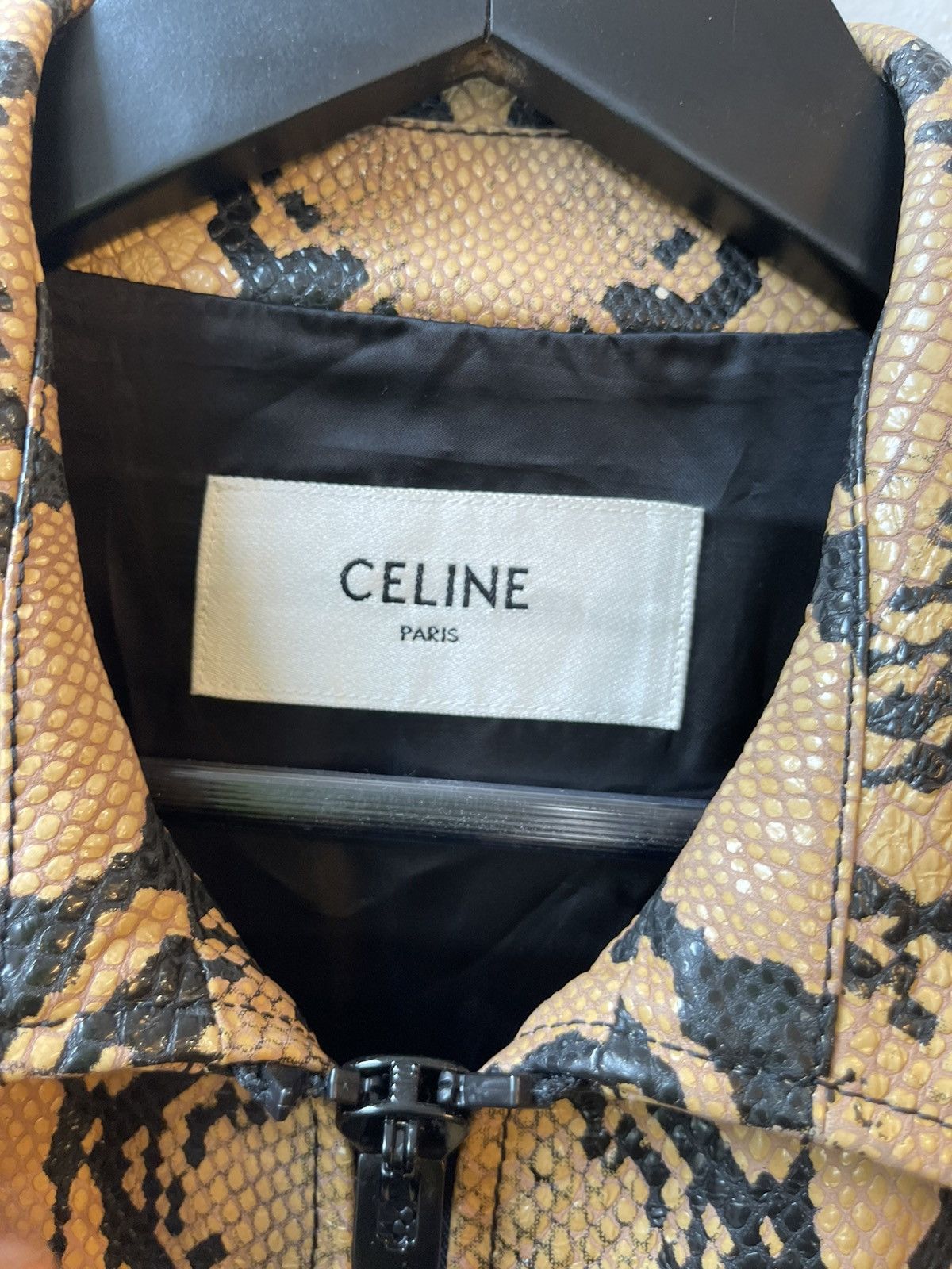 Celine × Hedi Slimane Celine SS20 RUNWAY PYTHON Embossed Bomber Leather Jacket Size US M / EU 48-50 / 2 - 6 Thumbnail